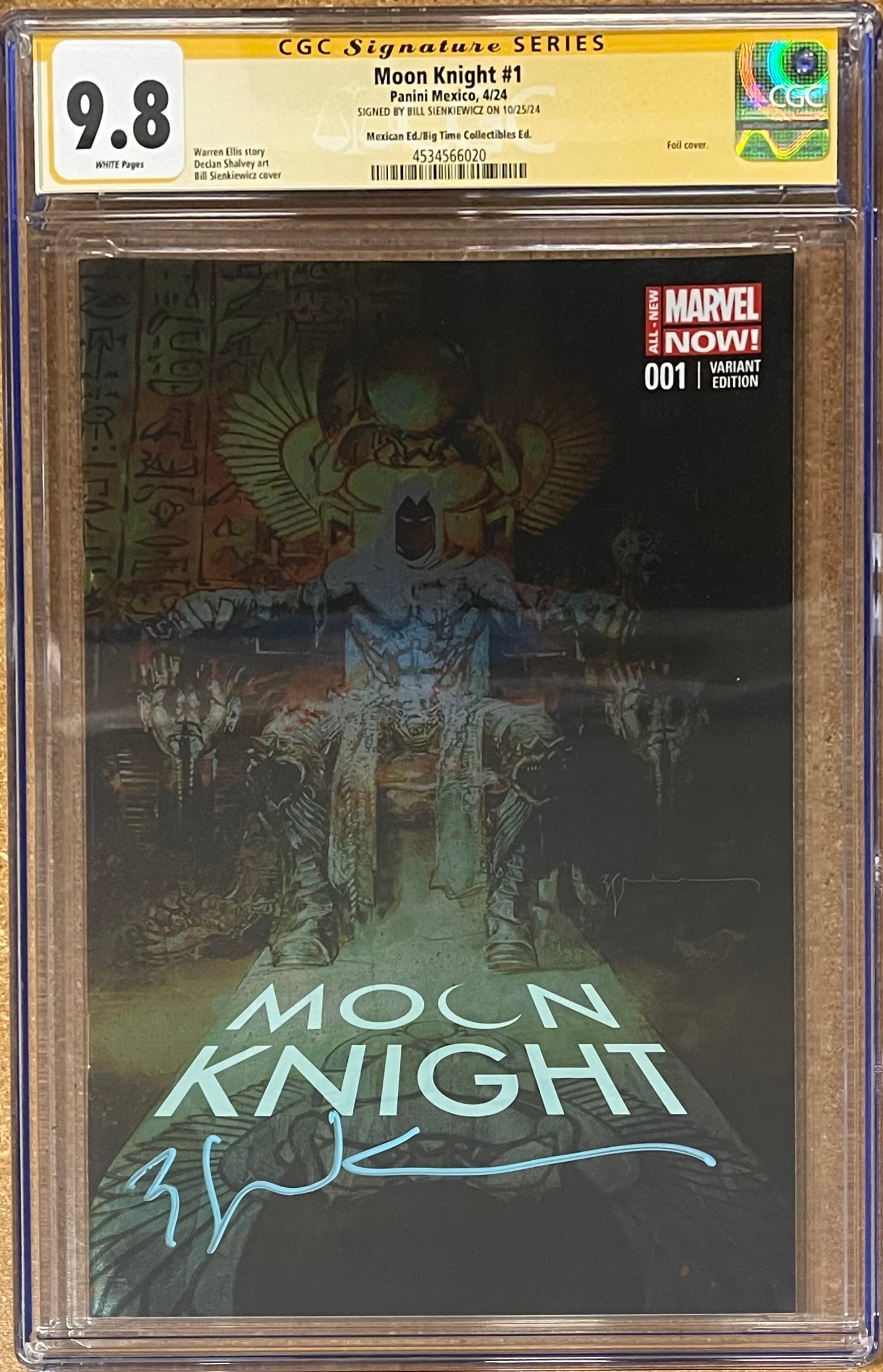 MOON KNIGHT #1 EXCLUSIVE FOIL VARIANT SIGNED BY BILL SIENKIEWICZ CGC 9.8 (IN STOCK C59)