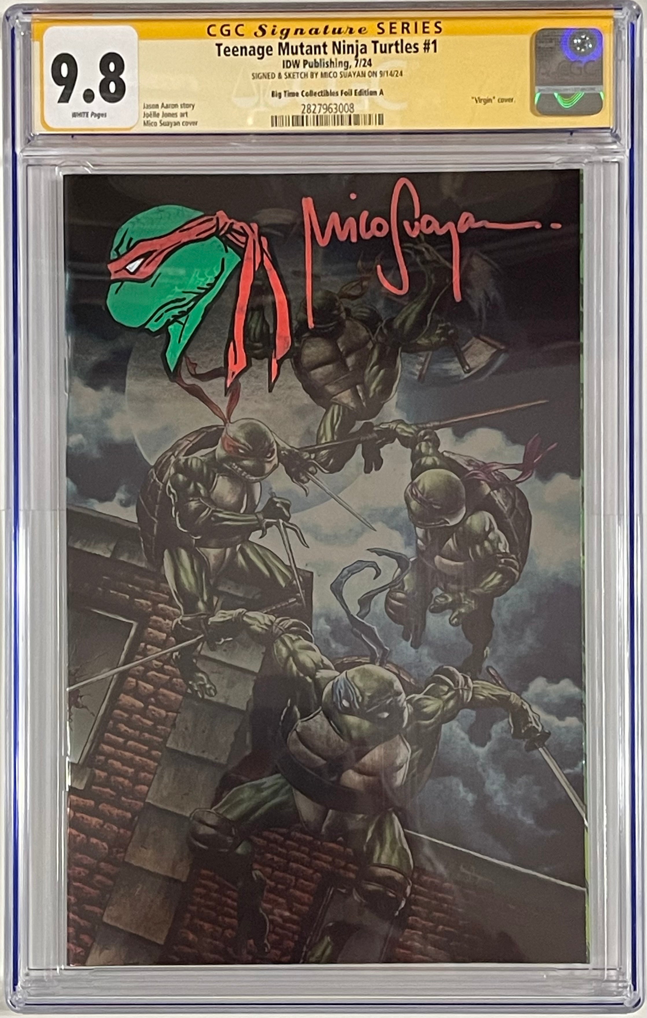 Teenage Mutant Ninja Turtles (2024) #1 MICO SUAYAN EXCLUSIVE FOIL VARIANT SIGNED W/COLORED RAPHAEL SKETCH BY MICO SUAYAN CGC 9.8 (C59)