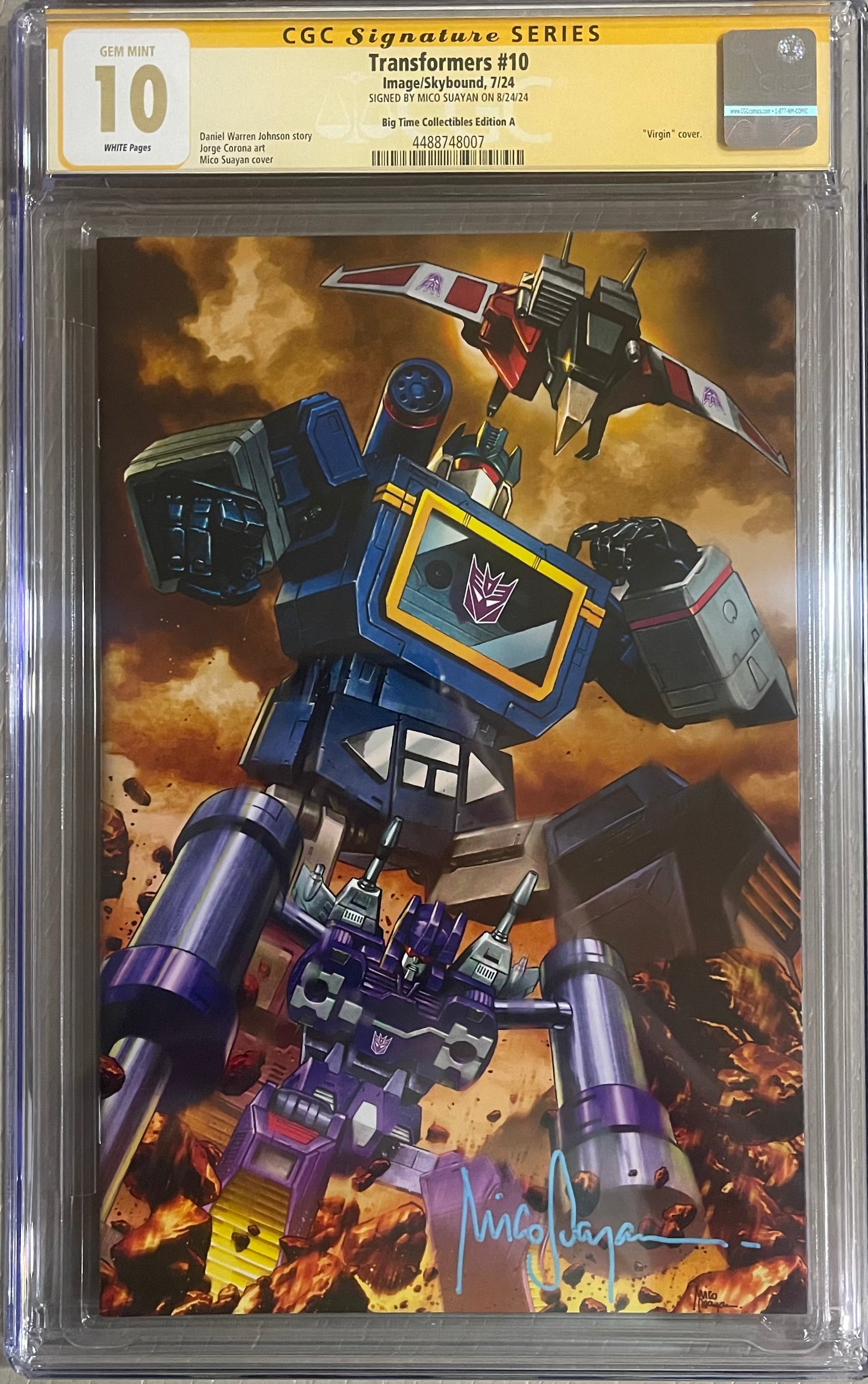 TRANSFORMERS #10 MICO SUAYAN EXCLUSIVE VIRGIN EDITION SIGNED BY MICO SUAYAN CGC GEM MINT 10 (C103)