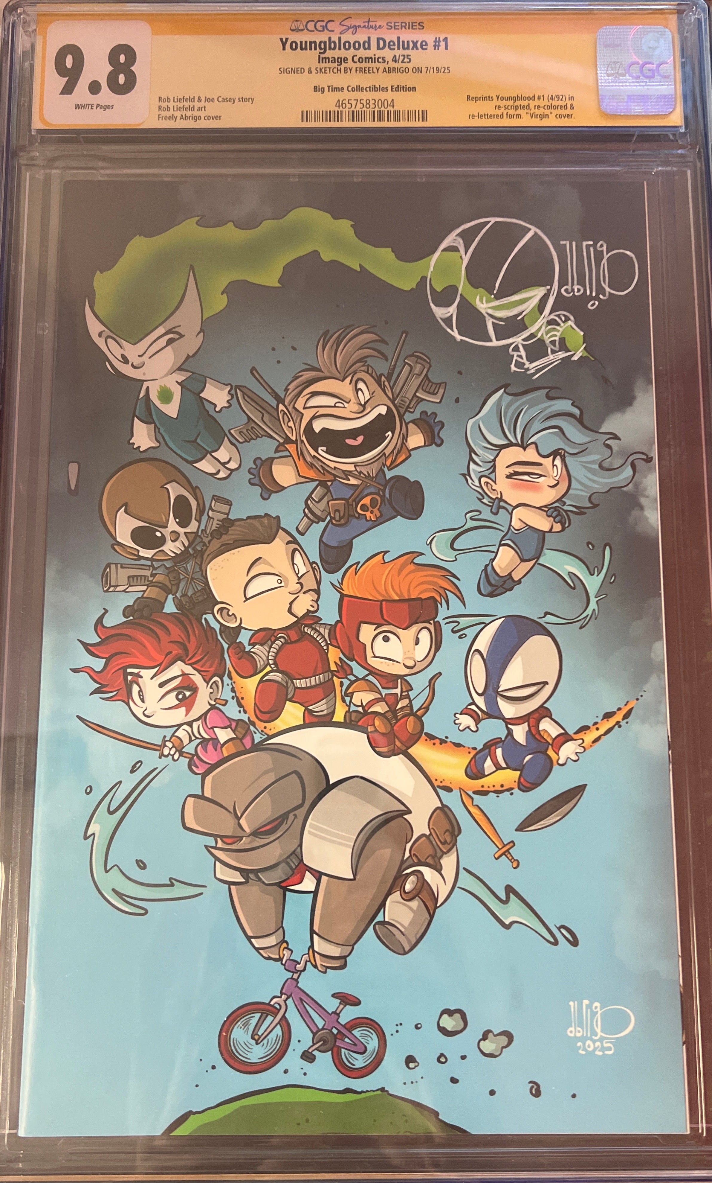YOUNGBLOOD DELUXE #1 FREELY ABRIGO EXCLUSIVE VIRGIN VARIANT SIGNED AND REMARQUED BY FREELY ABRIGO CGC 9.8 (C84)