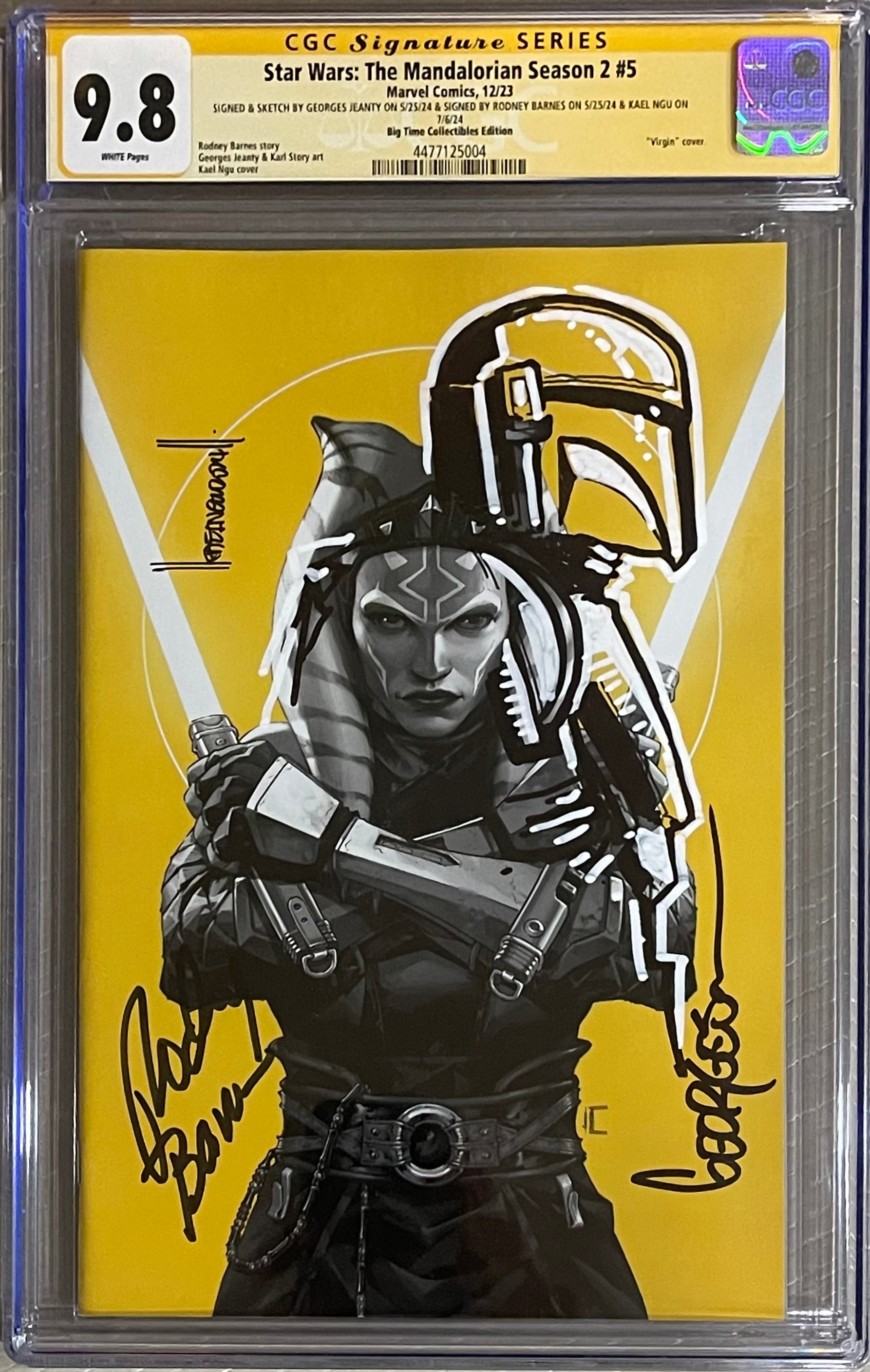 STAR WARS THE MANDALORIAN SEASON 2 #5 BTC GOLD MEMBERSHIP VARIANT SIGNED BY KAEL NGU, RODNEY BARNES W/MANDALORIAN SKETCHED BY GEORGES JEANTY CGC 9.8 (IN STOCK) C87