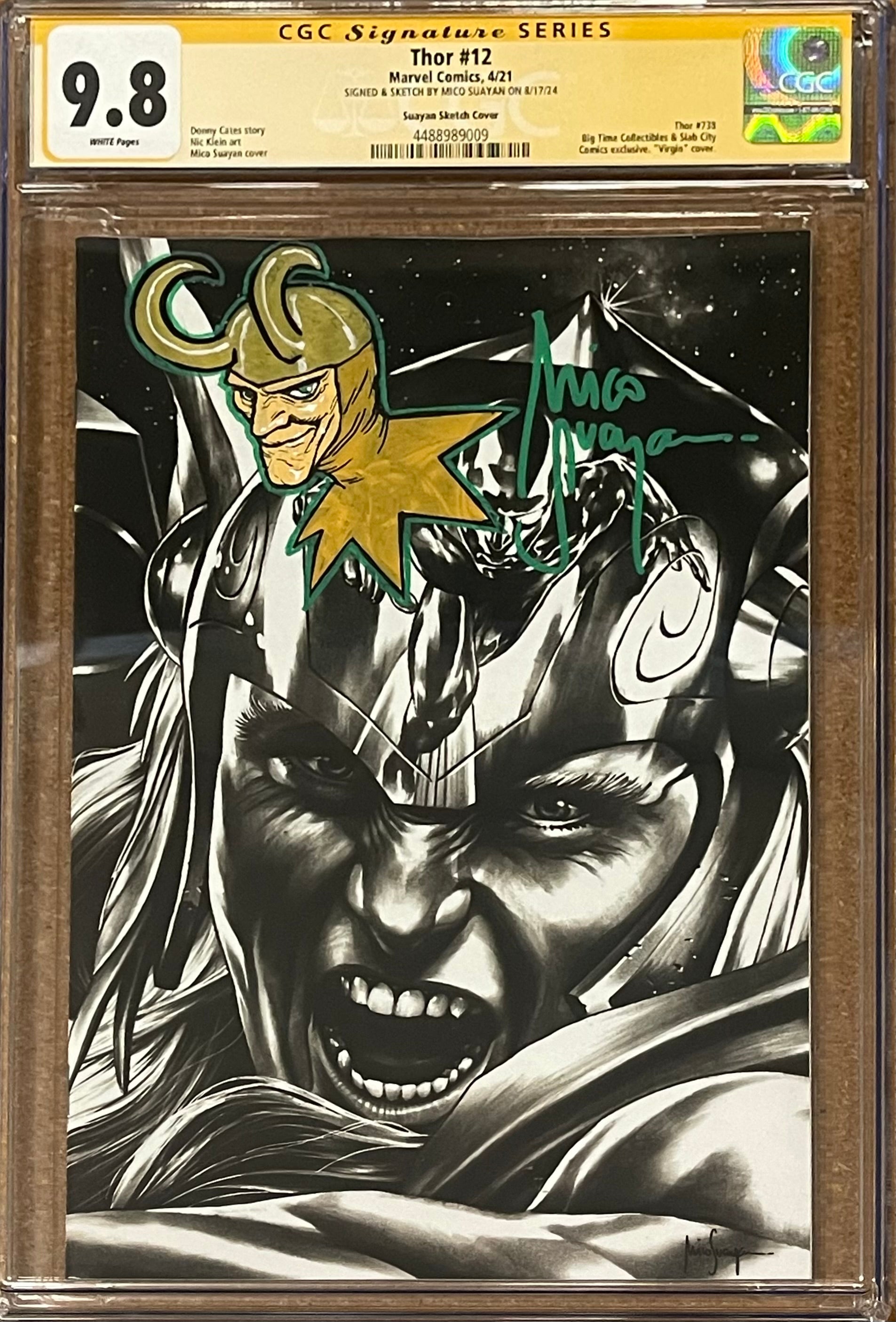 THOR #12 MICO SUAYAN SKETCH EDITION SIGNED W/COLORED LOKI SKETCH BY MICO SUAYAN CGC 9.8 (IN STOCK) C102