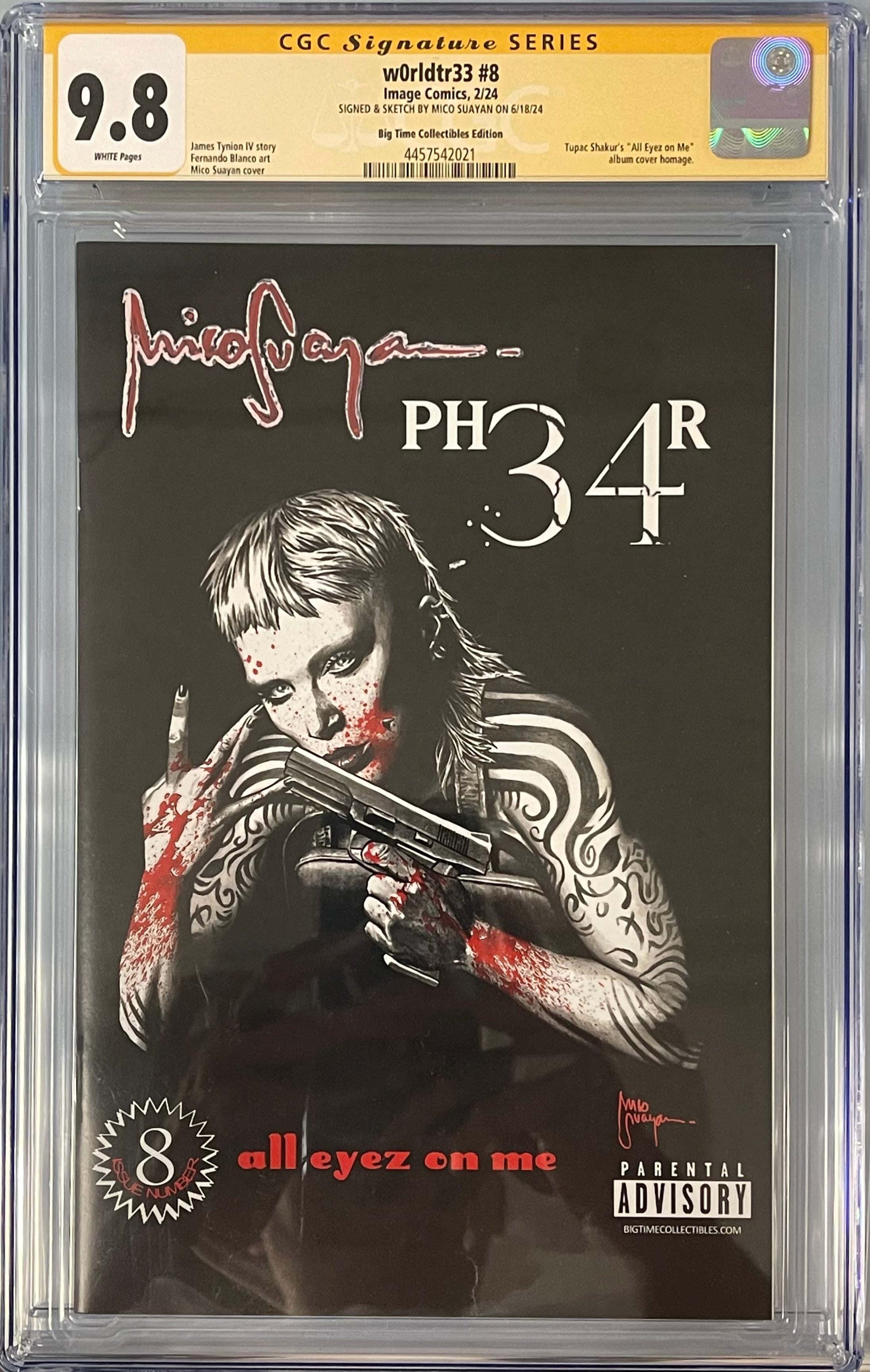 W0RLDTR33 #8 EXCLUSIVE TUPAC HOMAGE SIGNED BY MICO SUAYAN (HIGHLIGHTED SIGNATURE) CGC 9.8 (IN STOCK) C21