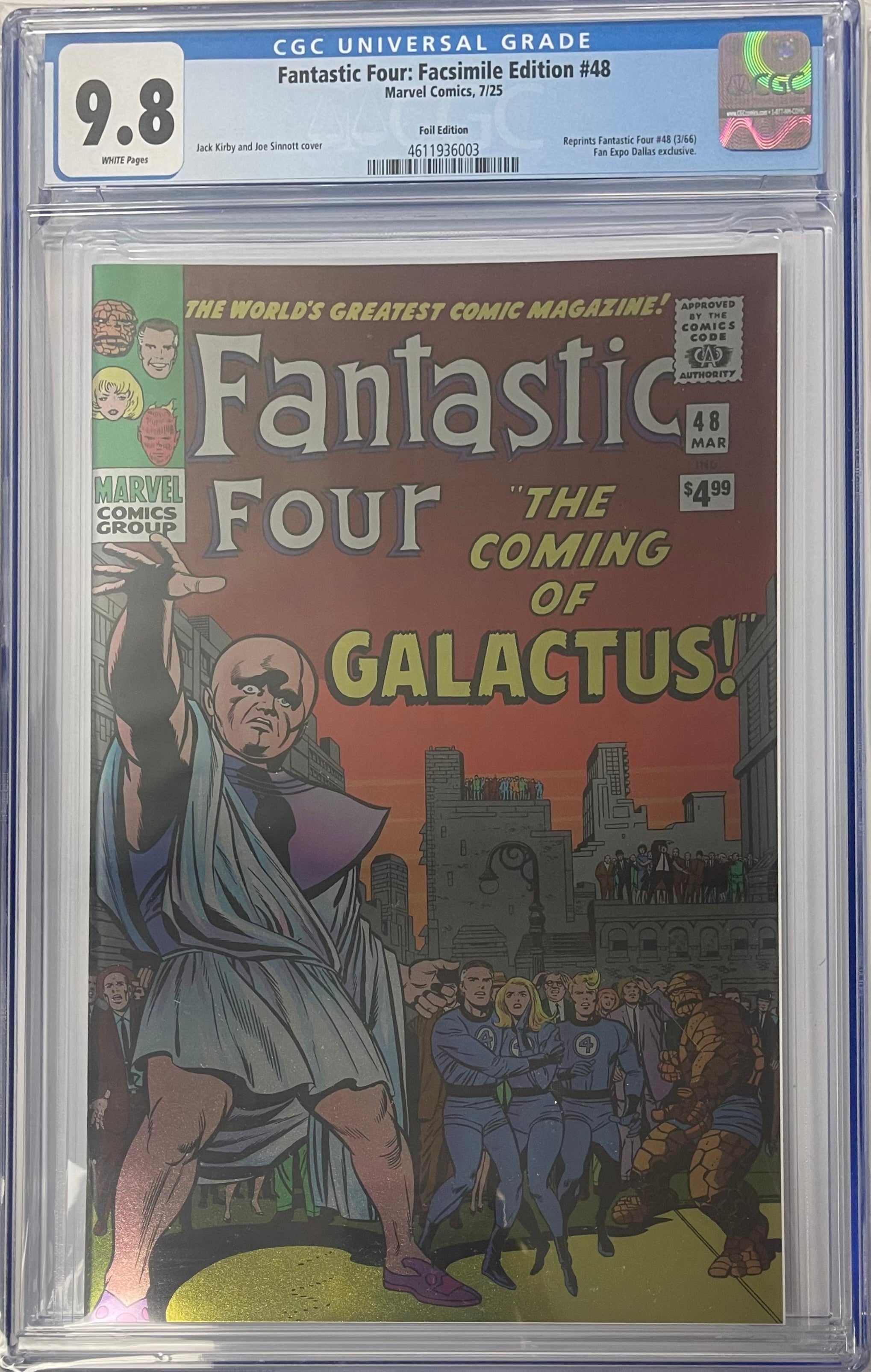FANTASTIC FOUR #48 FACSIMILE FOIL EXCLUSIVE EDITION CGC 9.8 (IN STOCK) C56