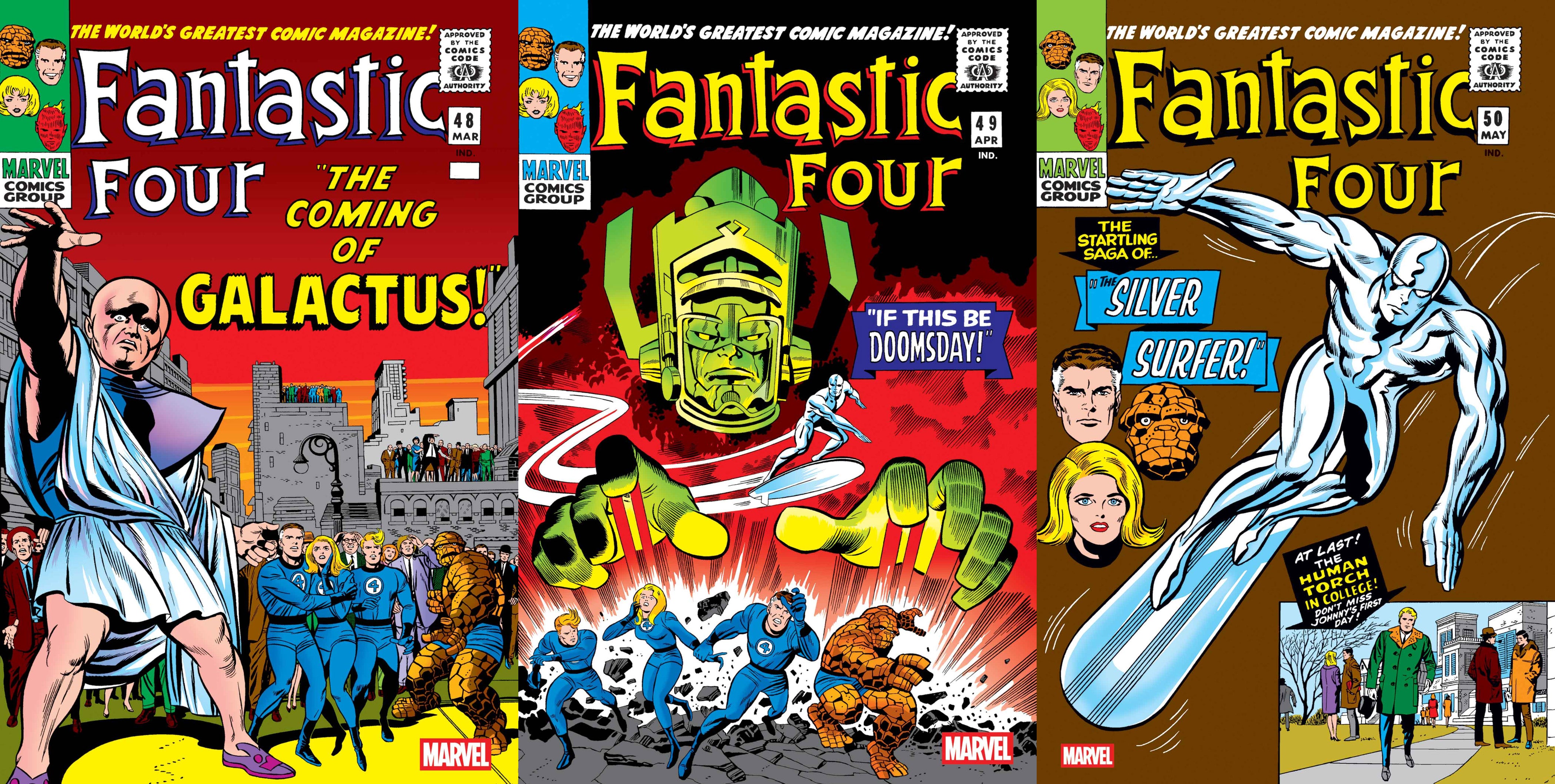 FANTASTIC FOUR #48 #49 #50 SDCC FOIL EDITION SET. FIRST APPEARANCE OF SILVER SURFER & GALACTUS IN FOIL EDITION