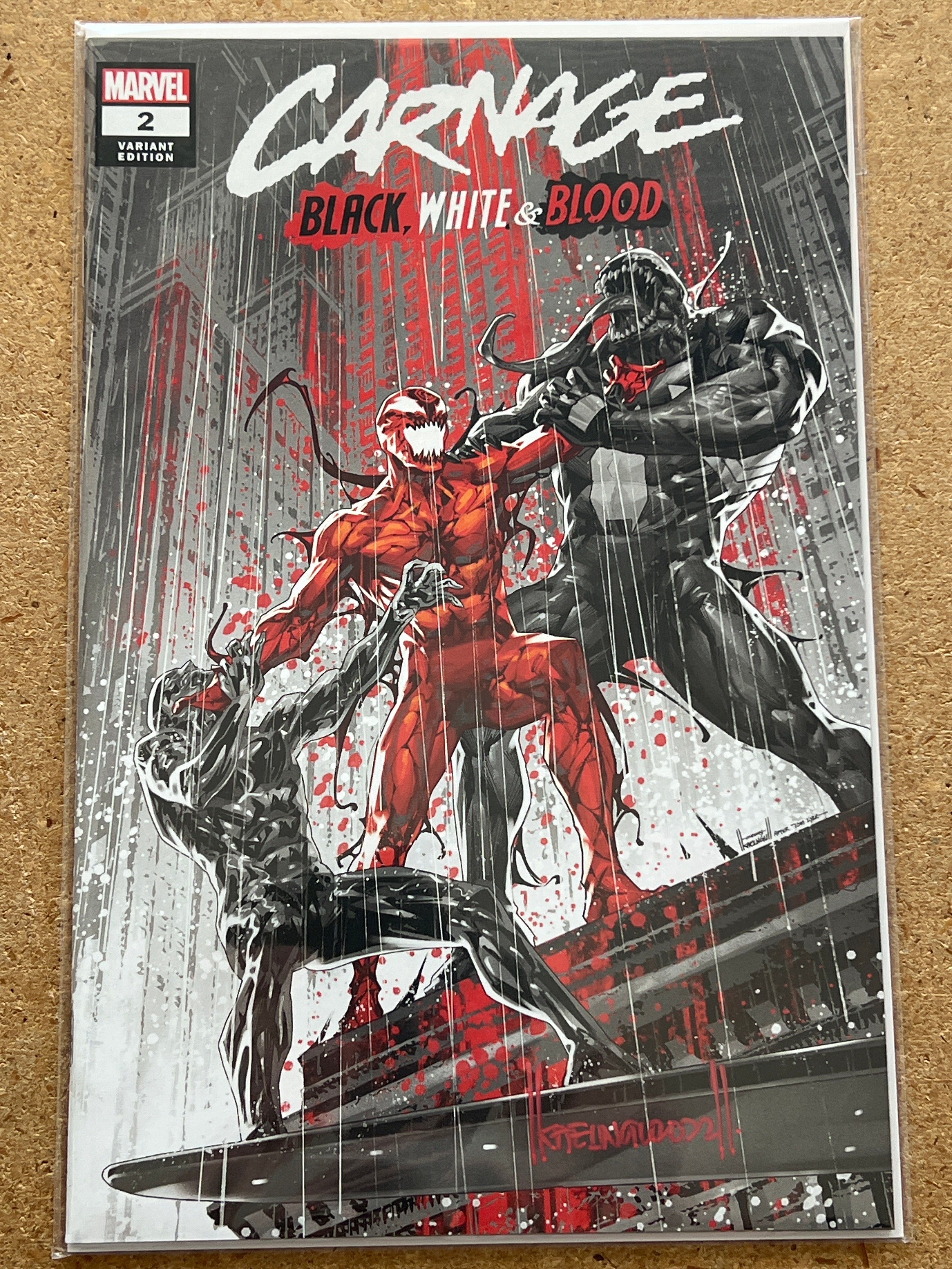 CARNAGE BLACK WHITE AND BLOOD #2 SIGNED BY KAEL NGU WITH COA (SS 1)