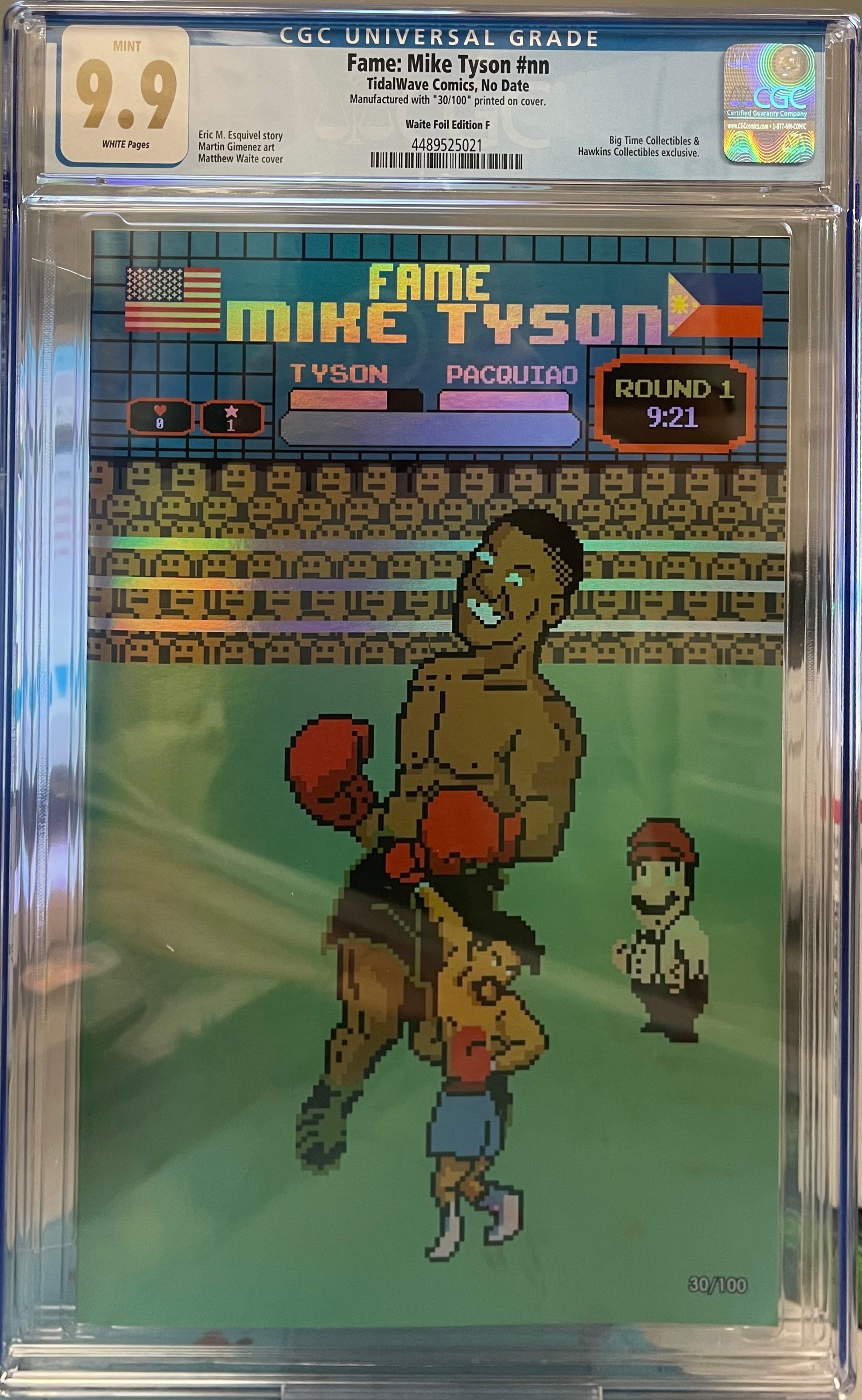 FAME: MIKE TYSON MATTHEW WAITE PACQUIAO FOIL EDITION #30/100 CGC 9.9 MINT (C79)