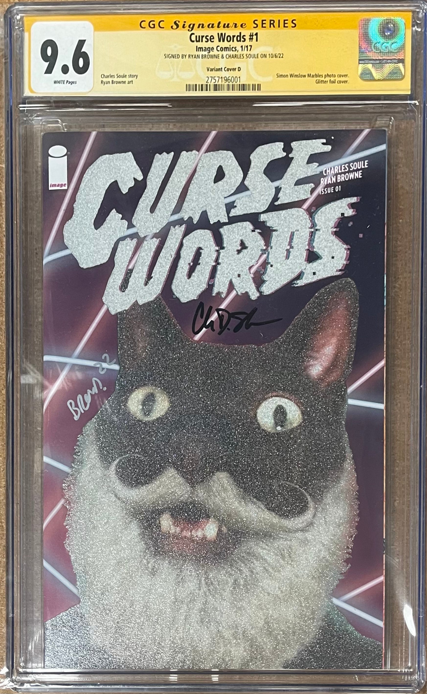 CURSE WORDS #1 VARIANT D SIGNED BY RYAN BROWNE & CHARLES SOULE CGC 9.6
