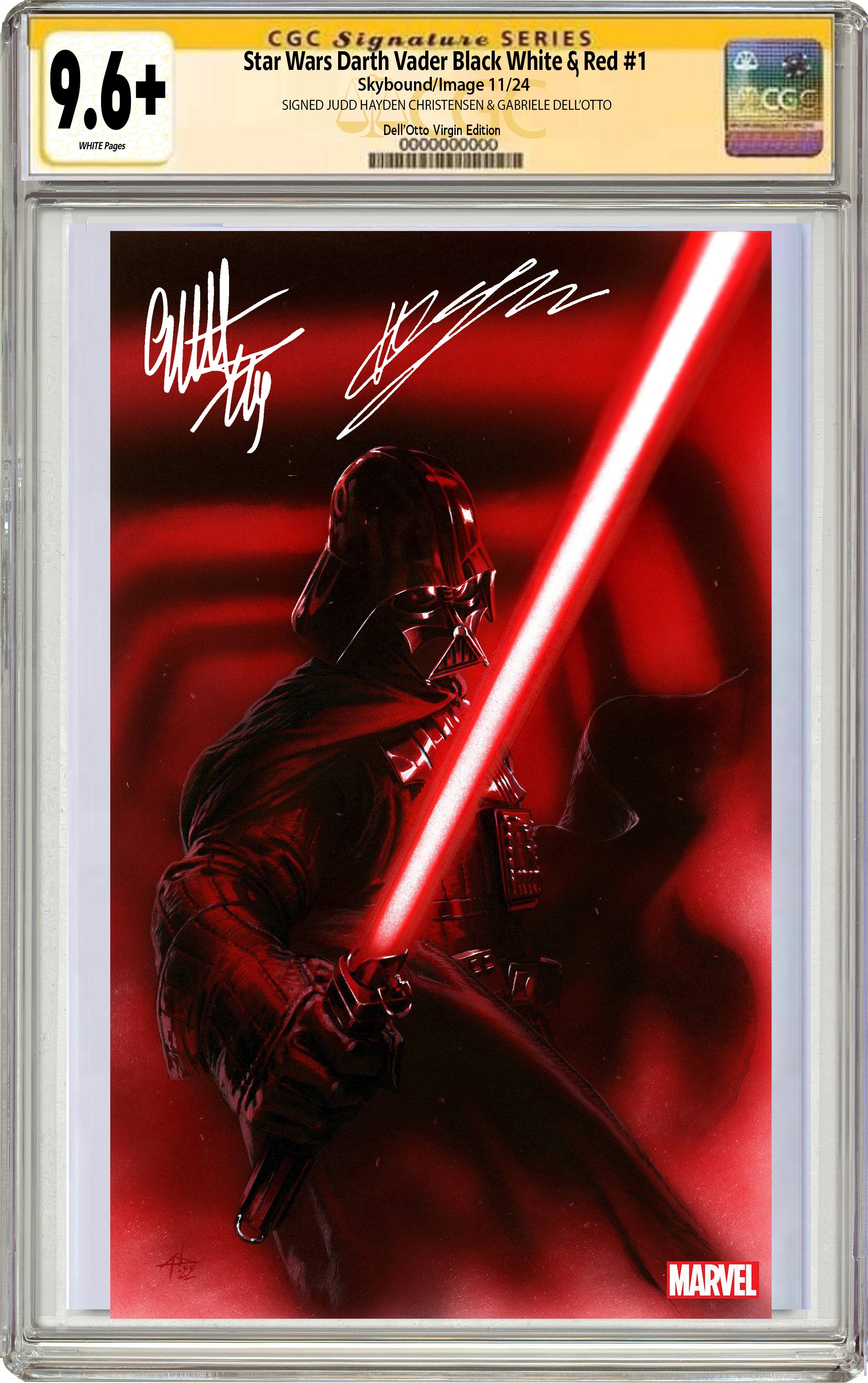 STAR WARS DARTH VADER BLACK WHITE AND RED #1 1:100 SIGNED BY HAYDEN CHRISTENSEN & GABRIELE DELL'OTTO CGC 9.6 OR BETTER