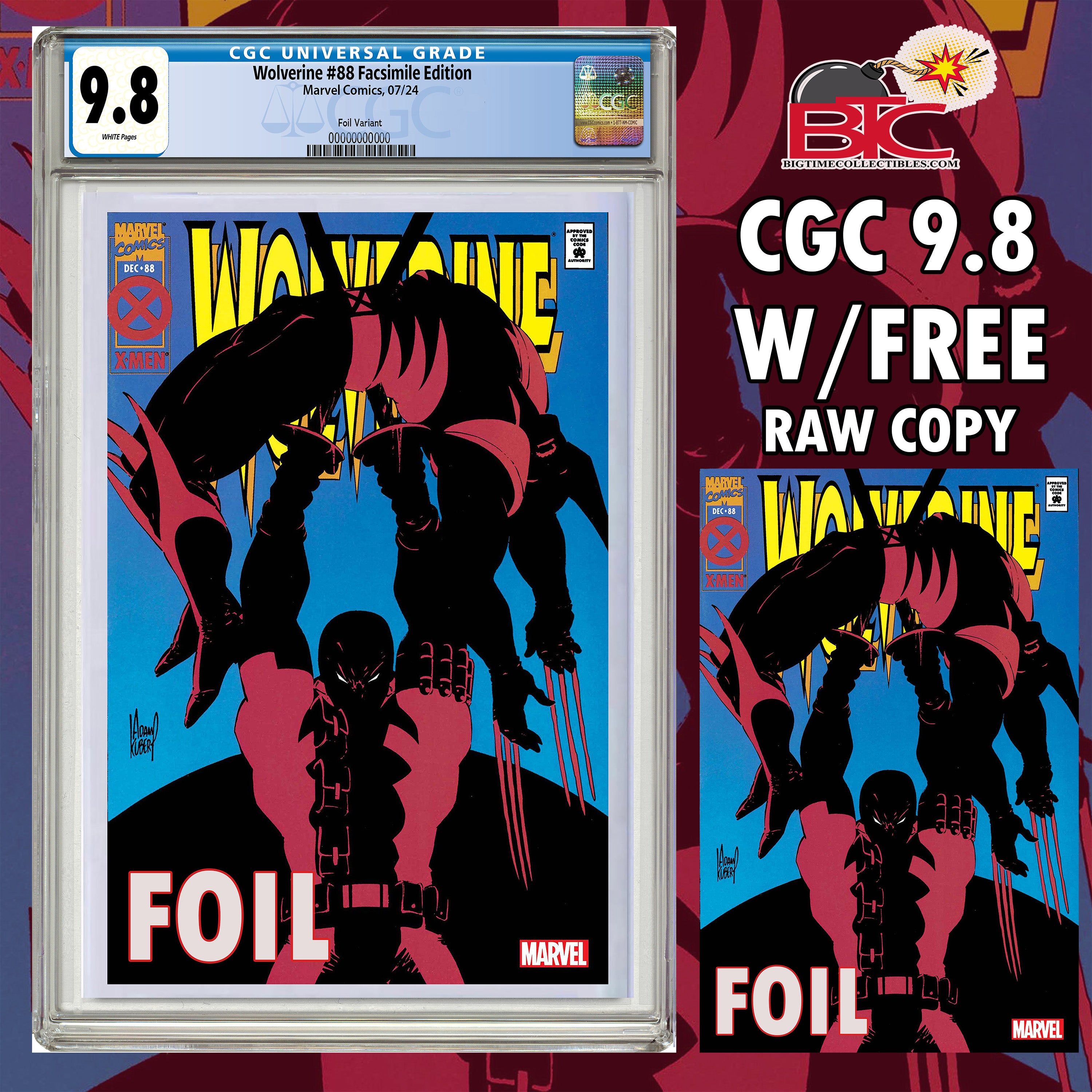 WOLVERINE #88 FACSIMILE EDITION FOIL VARIANT CGC 9.8 W/FREE RAW COPY