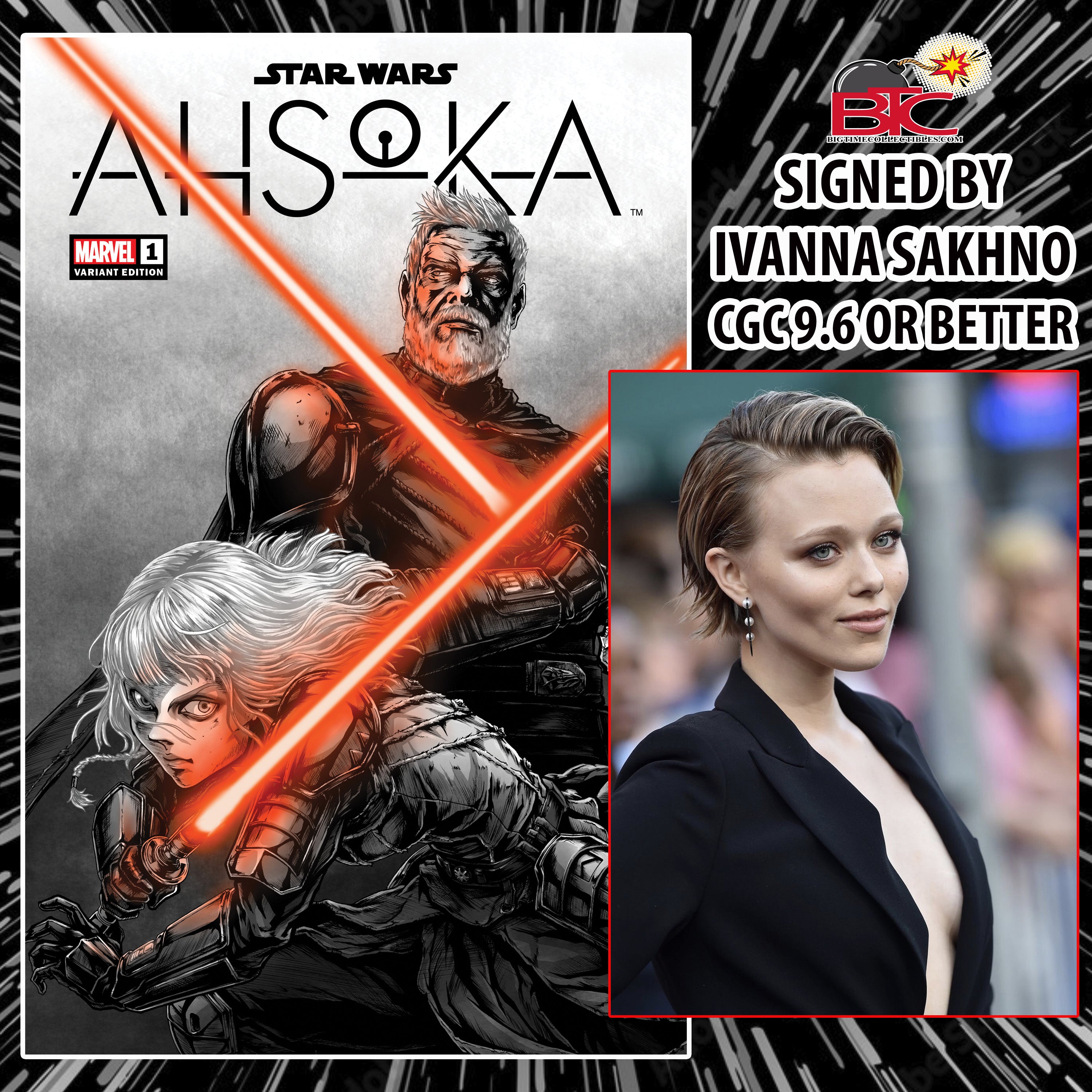 STAR WARS: AHSOKA #1 TAKASHI OKAZAKI LIMITED EDITION EXCLUSIVE VARIANT OPTION SIGNED BY IVANNA SAKHNO