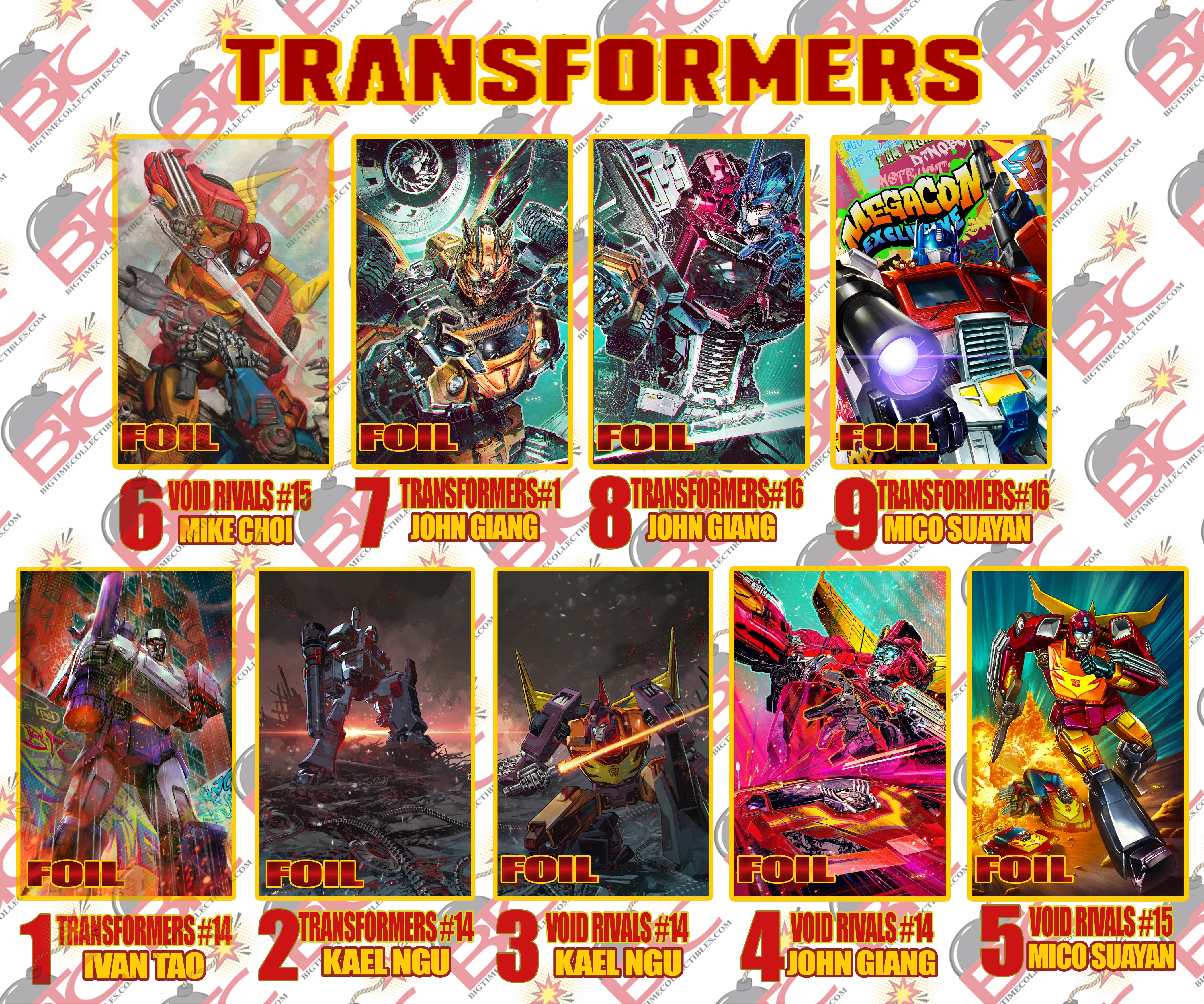 MEGACON BTC TRANSFORMERS EXCLUSIVE 9-PACK FOIL BUNDLE!!! LIMITED TO ONLY 50 SETS!!!