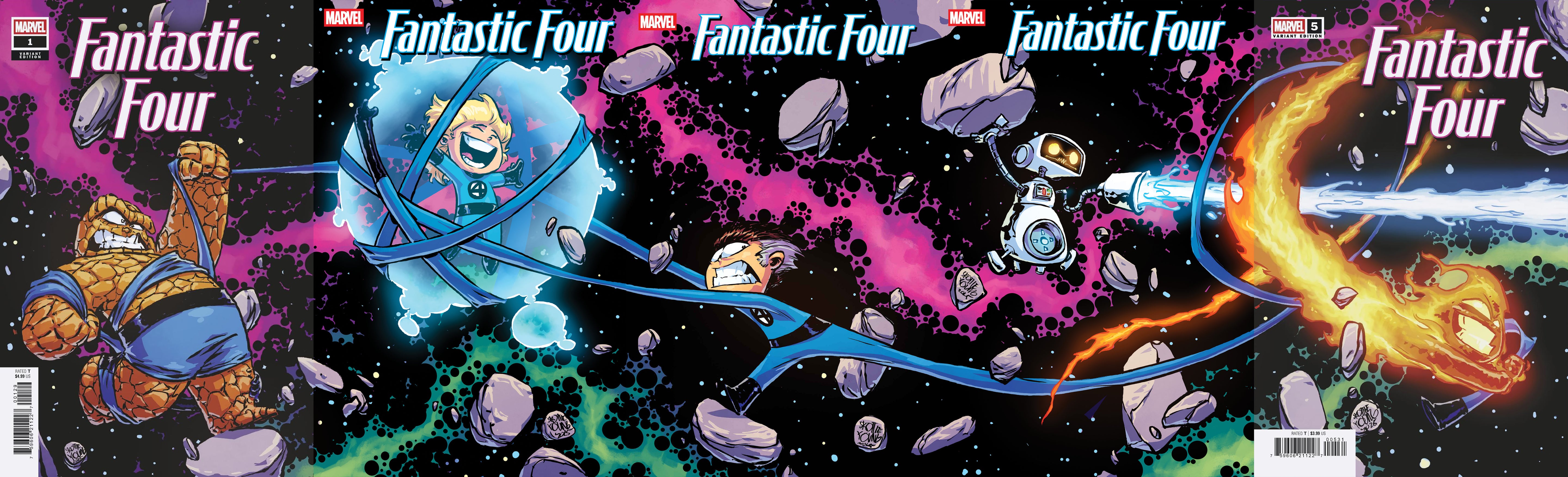 FANTASTIC FOUR #1-5 SKOTTIE YOUNG 5-PART CONNECTING VARIANT SET OPTIONS -- [Expected In Stock Date : 11-12-25]
