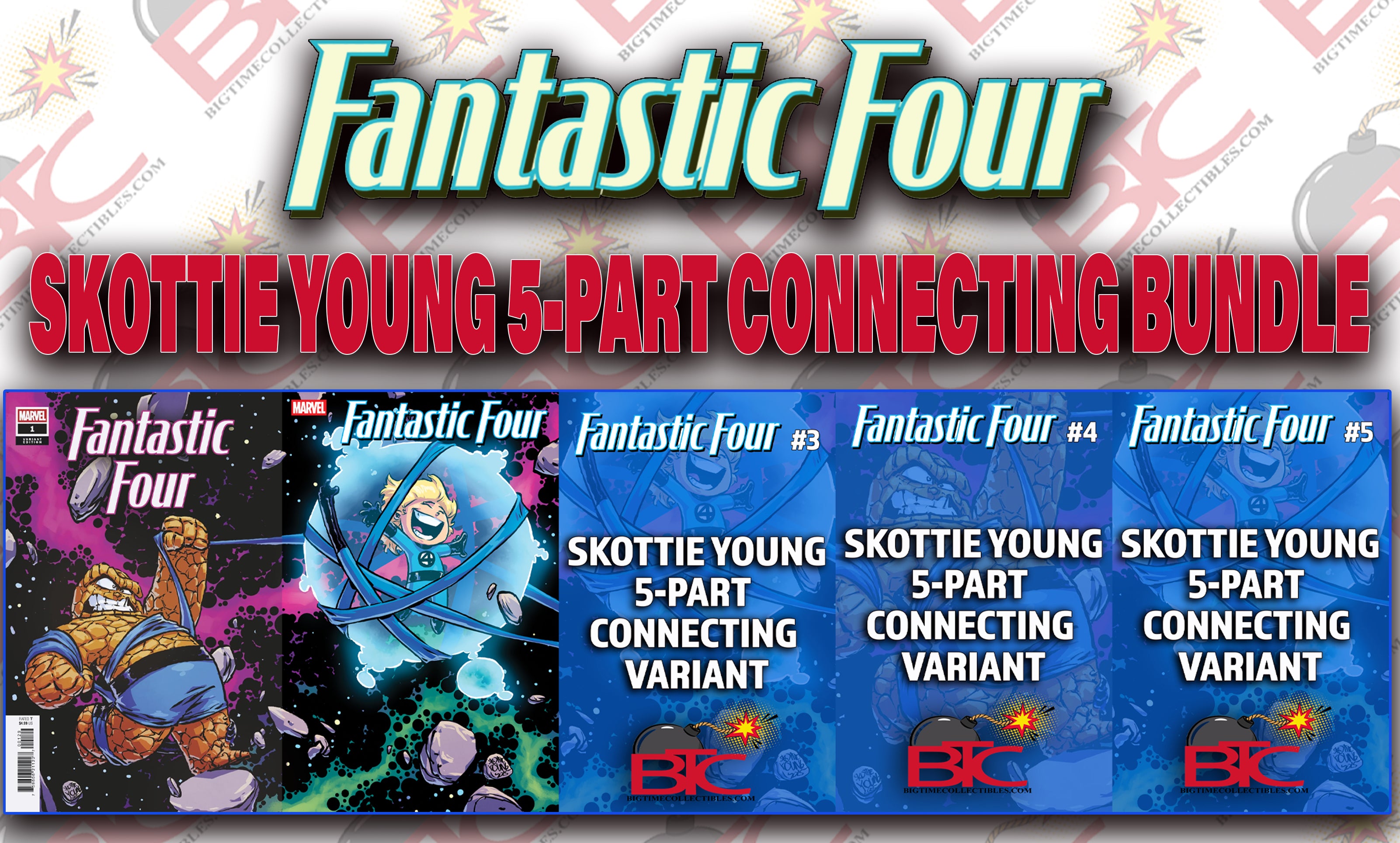 FANTASTIC FOUR #1-5 SKOTTIE YOUNG 5-PART CONNECTING VARIANT SET OPTIONS -- [Expected In Stock Date : 11-12-25]