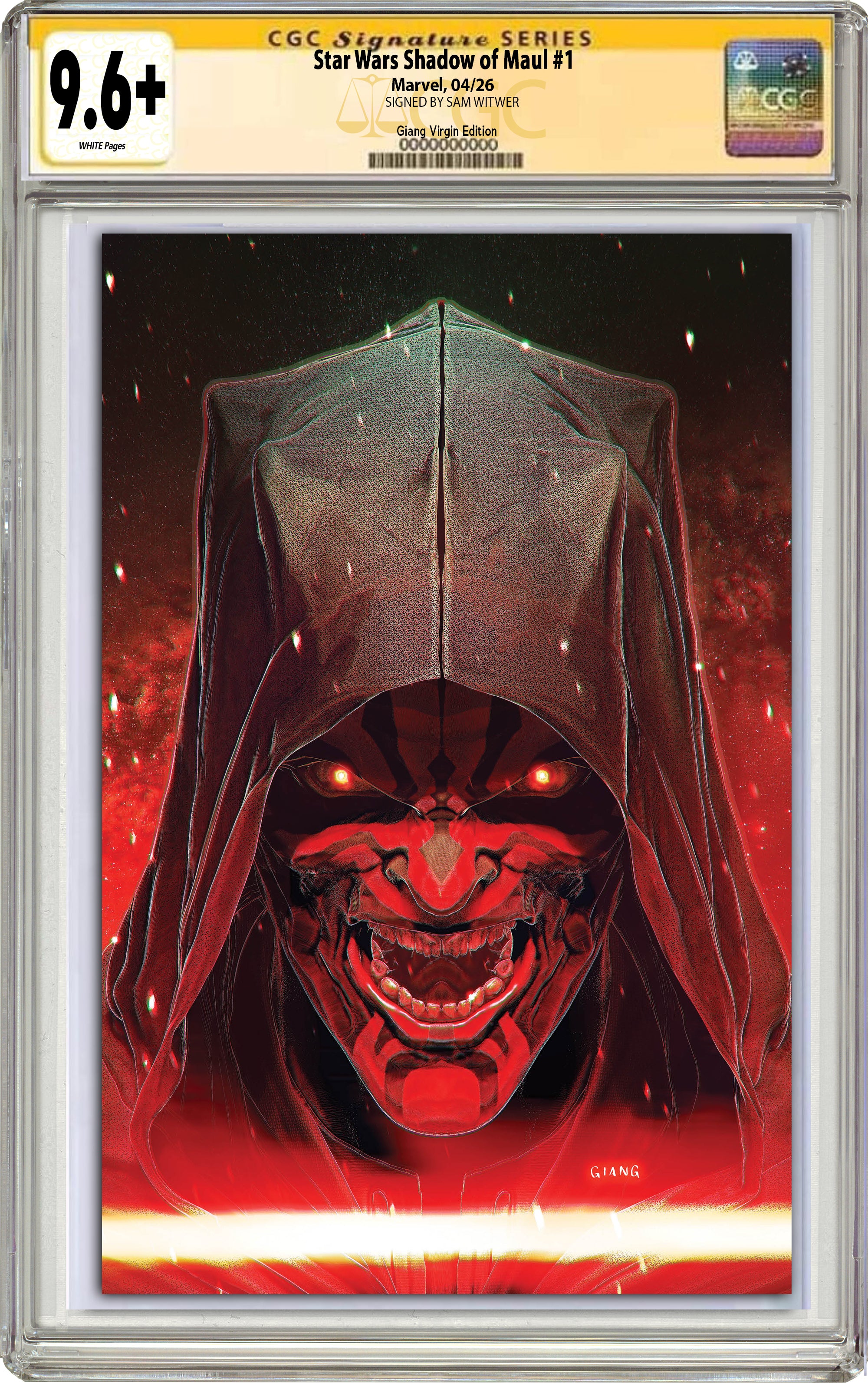 STAR WARS SHADOW OF MAUL #1 JOHN GIANG EXCLUSIVE VIRGIN EDITION SIGNED BY SAM WITWER CGC 9.6 OR BETTER