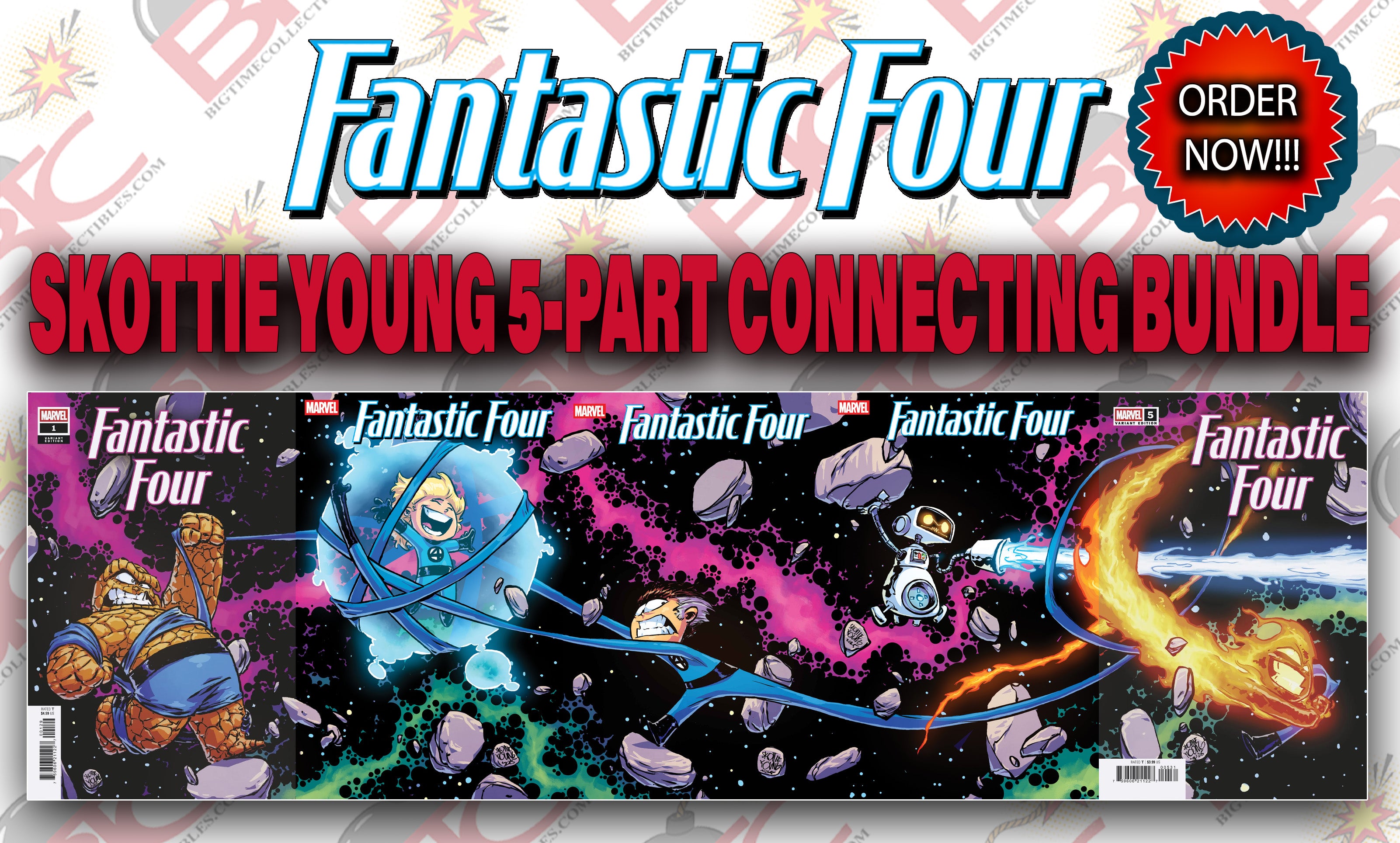 FANTASTIC FOUR #1-5 SKOTTIE YOUNG 5-PART CONNECTING VARIANT SET OPTIONS -- [Expected In Stock Date : 11-12-25]