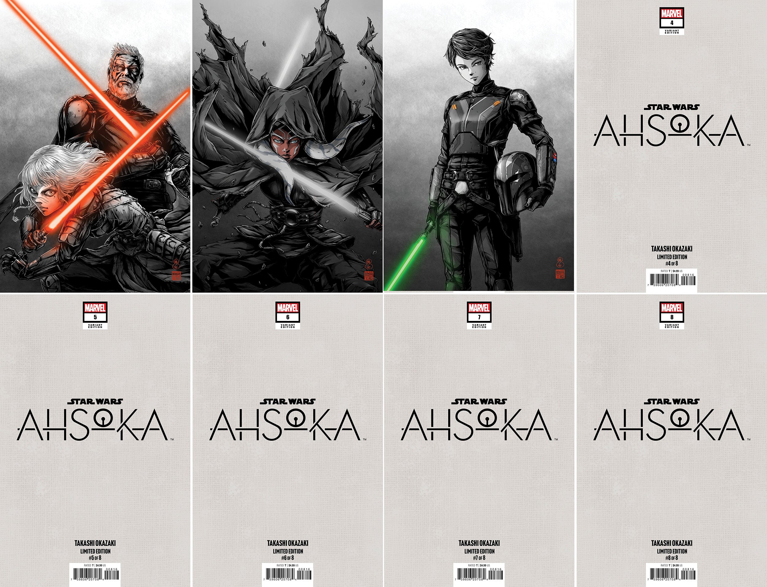 STAR WARS: AHSOKA #1-8 TAKASHI OKAZAKI LIMITED EDITION EXCLUSIVE VIRGIN VARIANT SET  04/2025