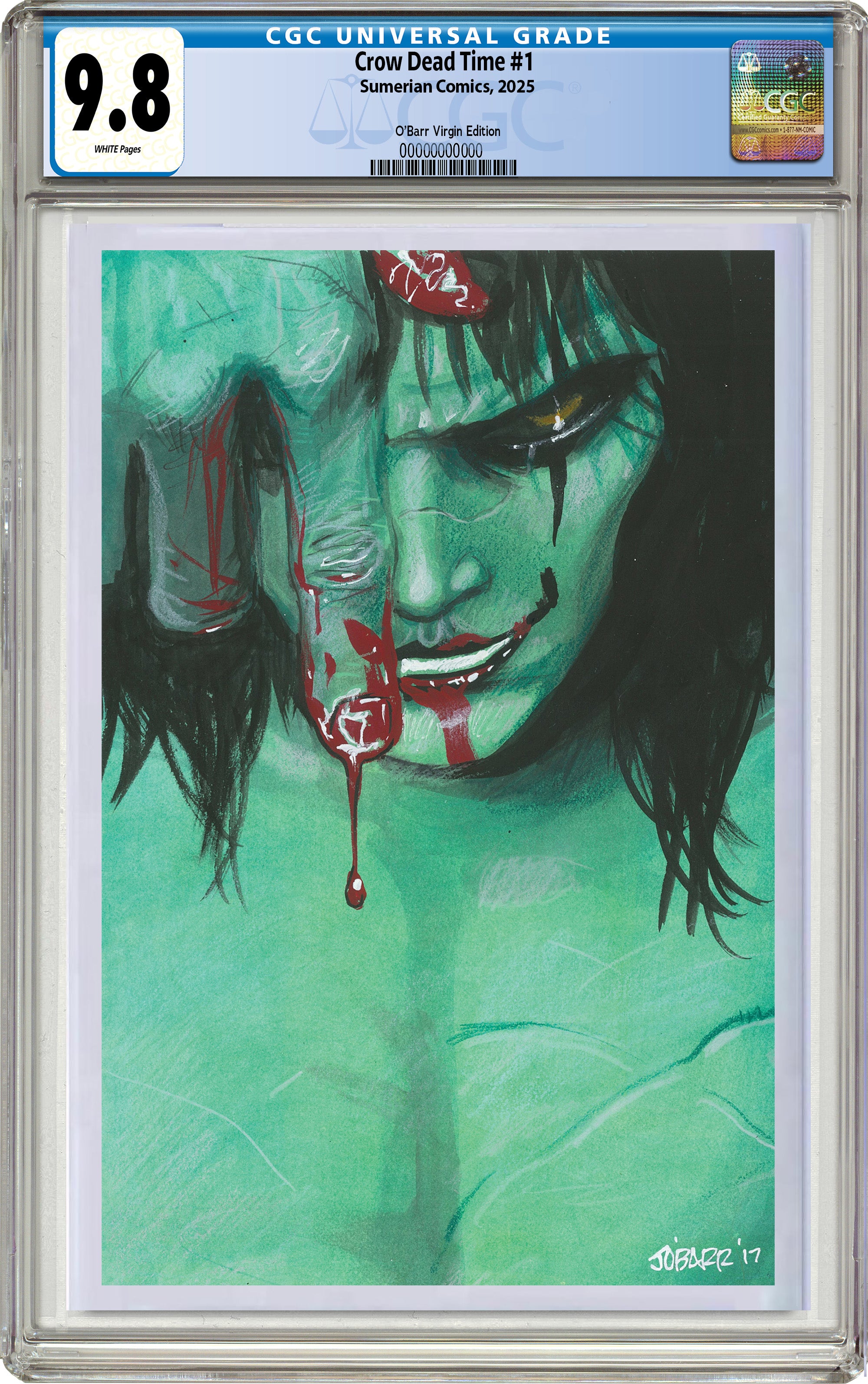 CROW DEAD TIME #1 JAMES O'BARR SDCC EXCLUSIVE VIRGIN VARIANT. LIMITED TO 300 W/COA