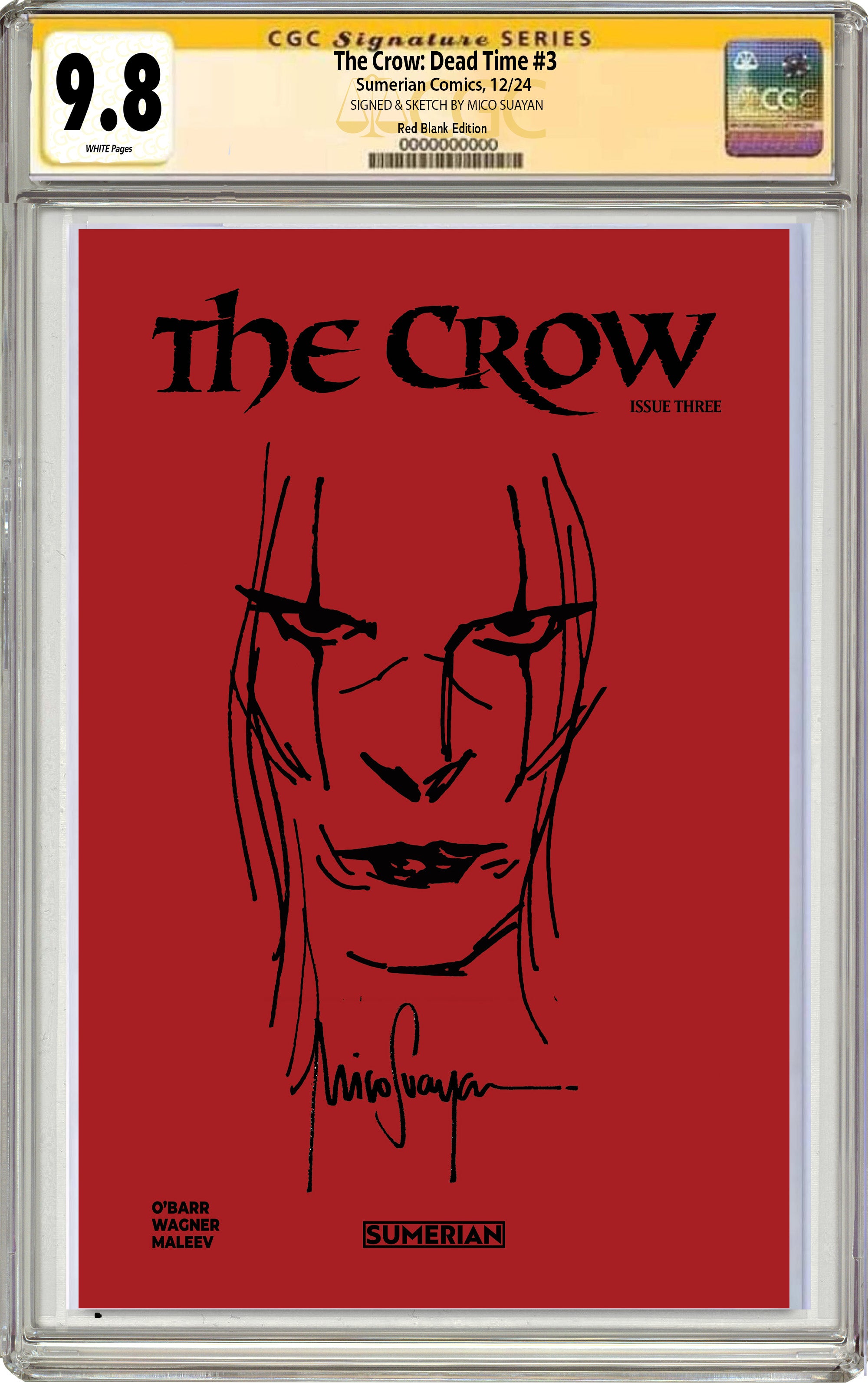 CROW DEAD TIME #3 BTC EXCLUSIVE BLACK RED VARIANT COVER. LIMITED TO 100 COPIES 12-18-24