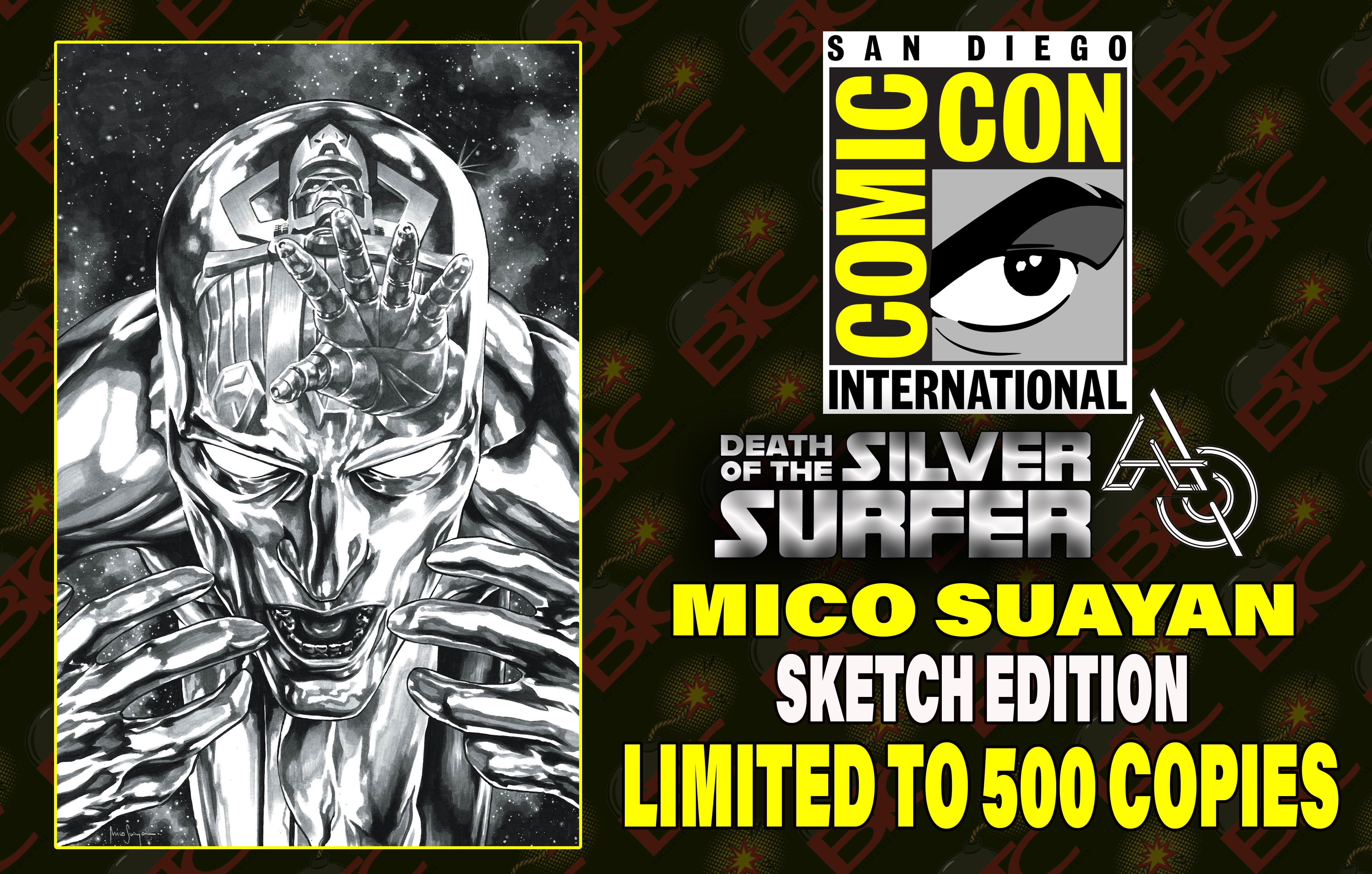 DEATH OF THE SILVER SURFER #1 MICO SUAYAN SDCC EXCLUSIVE VARIANT. LIMITED TO 500 COPIES W/COA