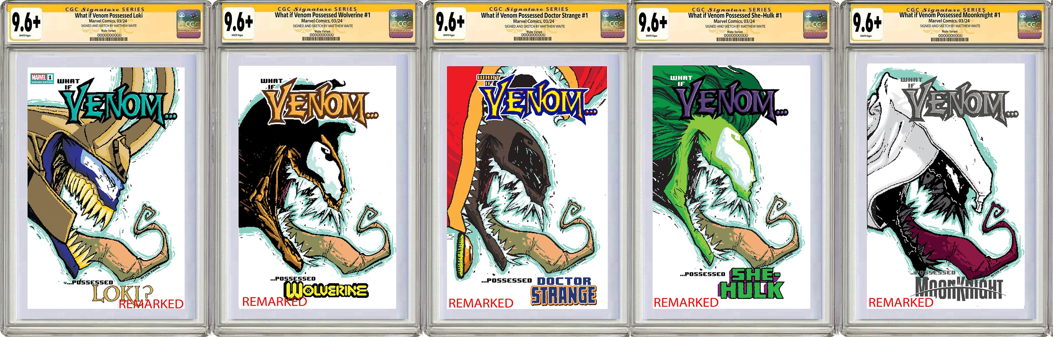 WHAT IF? VENOM MATTHEW WAITE EXCLUSIVE HOMAGE TRADE DRESS SET (#1-#