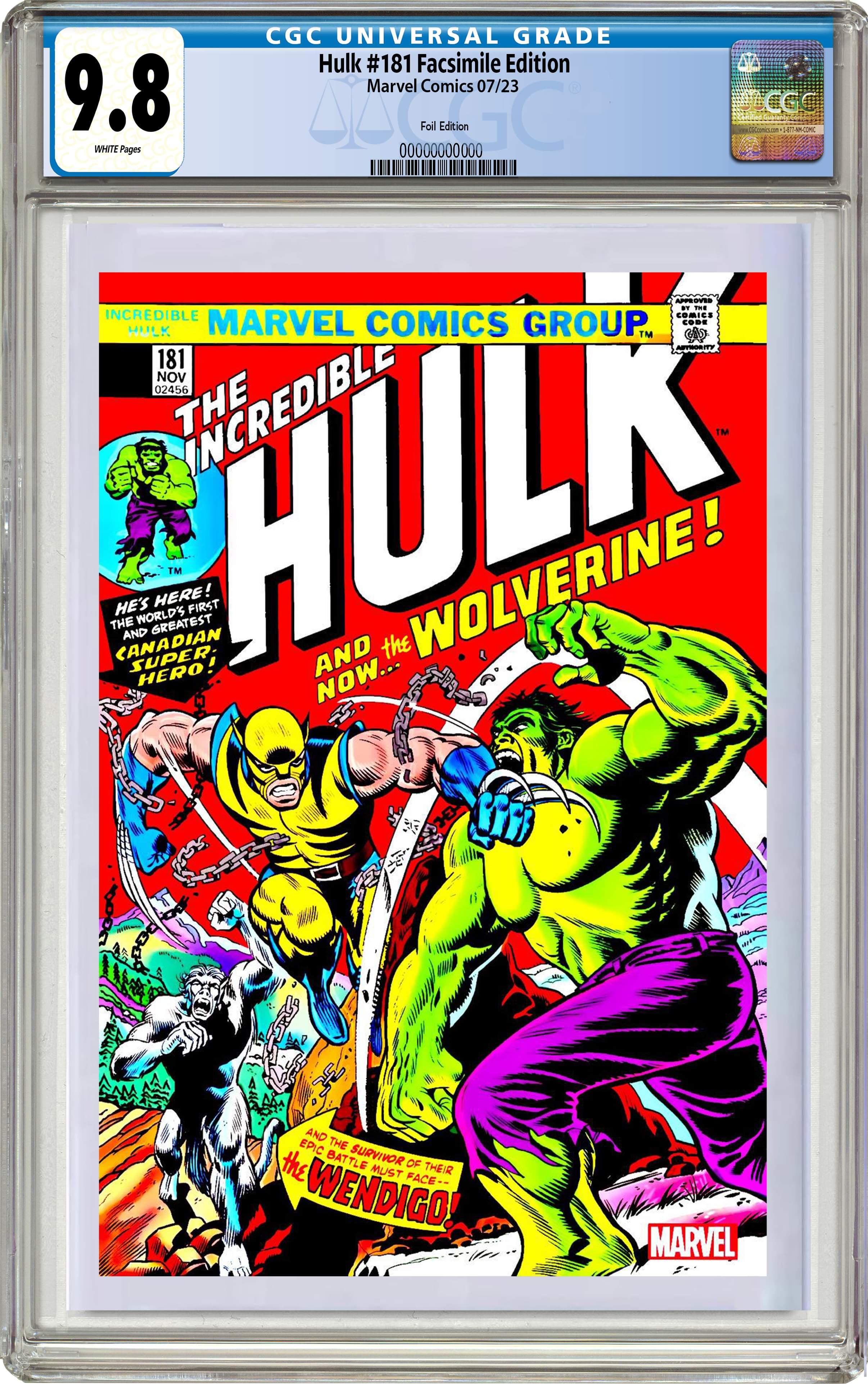 181アメコミリーフ The Incredible Hulk #181 CGC 9.8