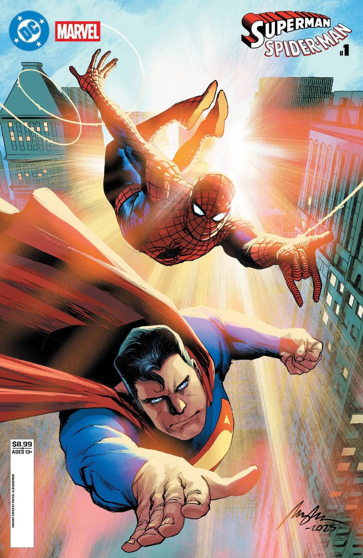 DC MARVEL SUPERMAN SPIDER-MAN #1 (ONE SHOT) CVR C RAFAEL ALBUQUERQUE CARD STOCK VAR (03-25-26)
