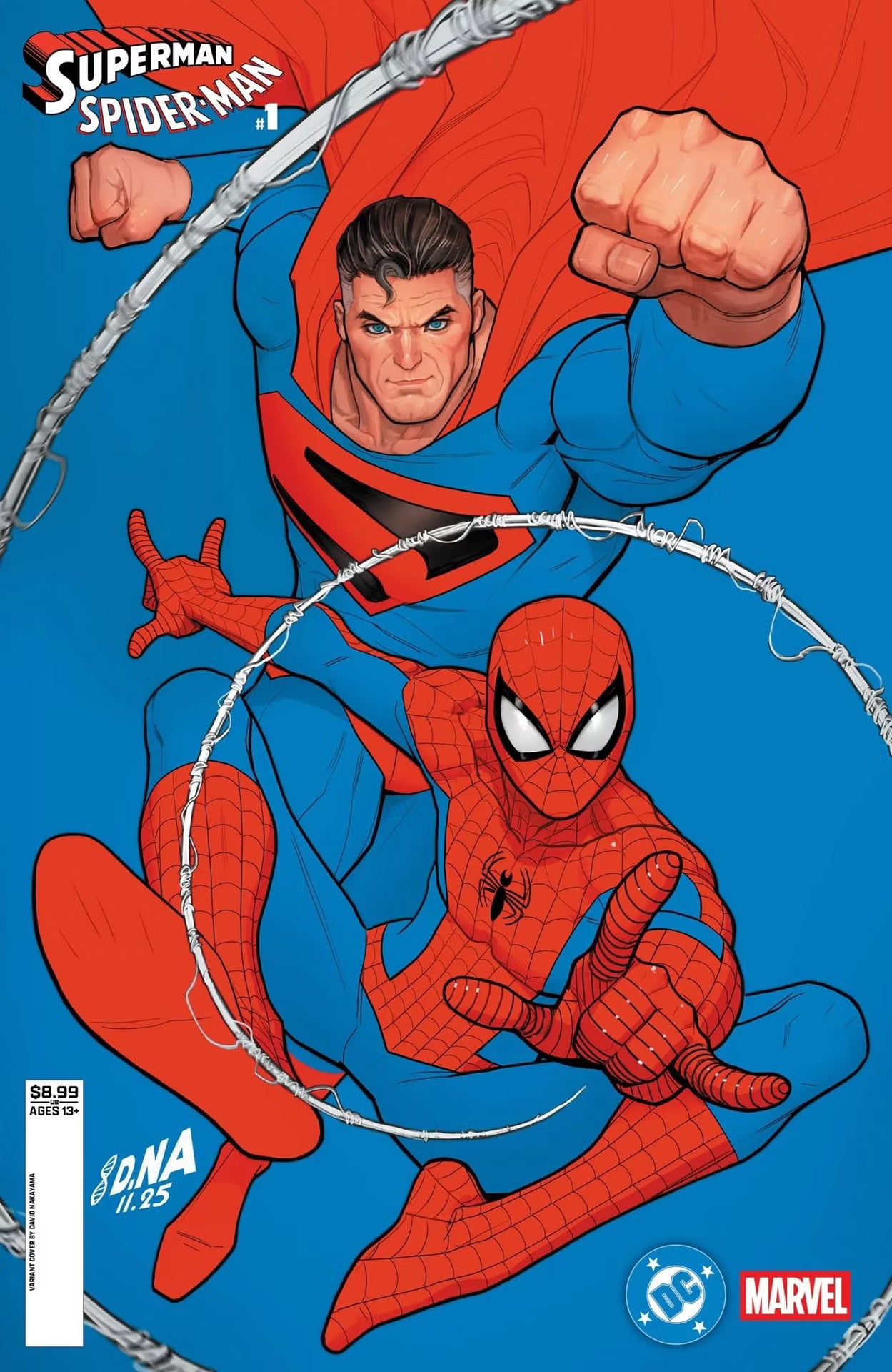 DC MARVEL SUPERMAN SPIDER-MAN #1 (ONE SHOT) CVR Q DAVID NAKAYAMA KINGDOM COME SUPERMAN & SPIDER-MAN CARD STOCK VAR (03-25-26)