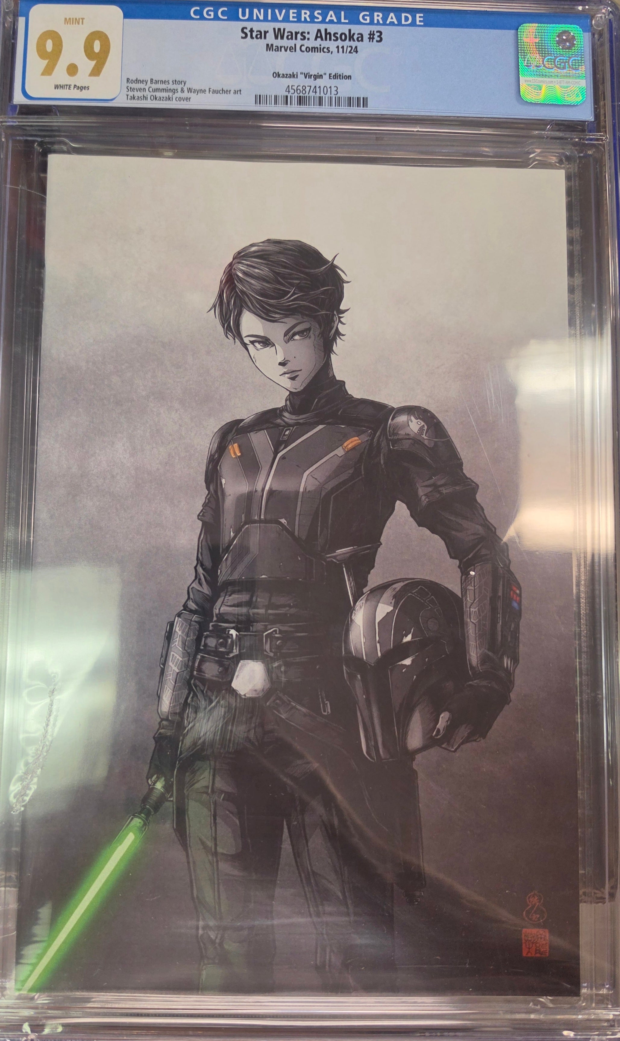 STAR WARS :AHSOKA #3 TAKASHI OKAZAKI LIMITED EDITION EXCLUSIVE VARIANT VIRGIN CGC 9.9 (C22)