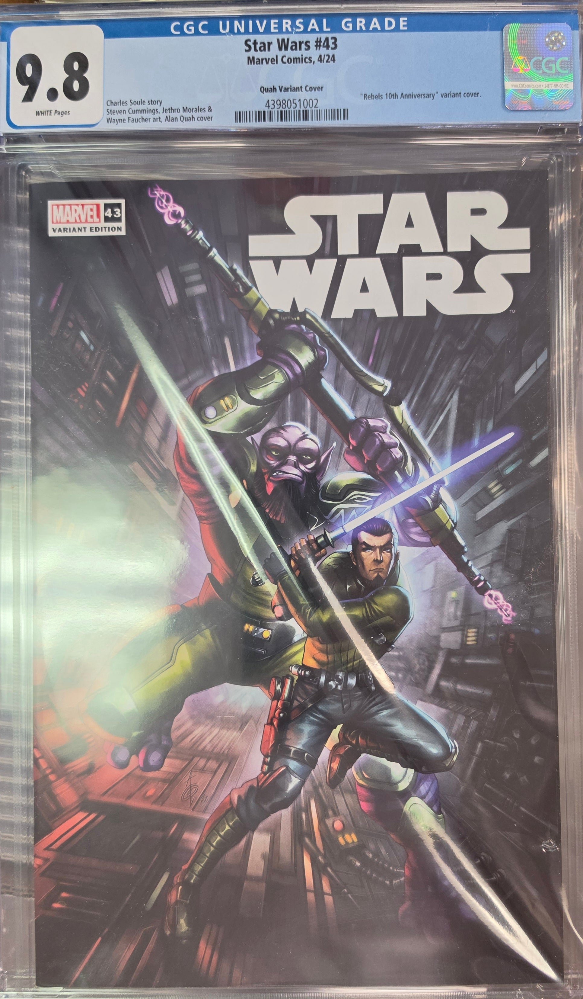 STAR WARS #43 ALAN QUAH REBELS 10TH ANNIVERSARY LIMITED EDITION #2 OF 4 EXCLUSIVE SERIES TRADE DRESS CGC 9.8 ( 02/21/24) (C12)