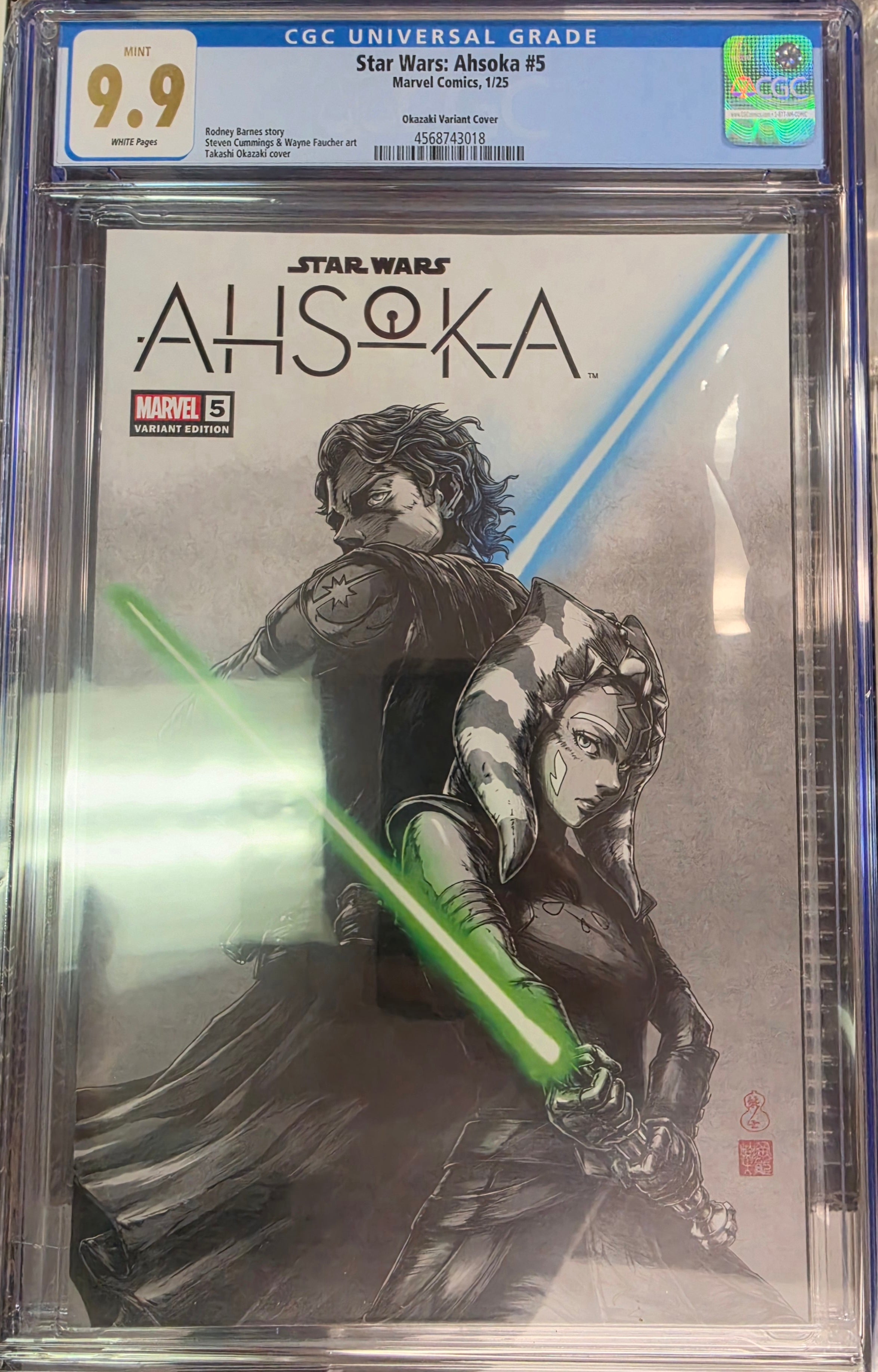 STAR WARS: AHSOKA #5 TAKASHI OKAZAKI LIMITED EDITION EXCLUSIVE TRADE DRESS 11-06-24 CGC 9.9 (C22)
