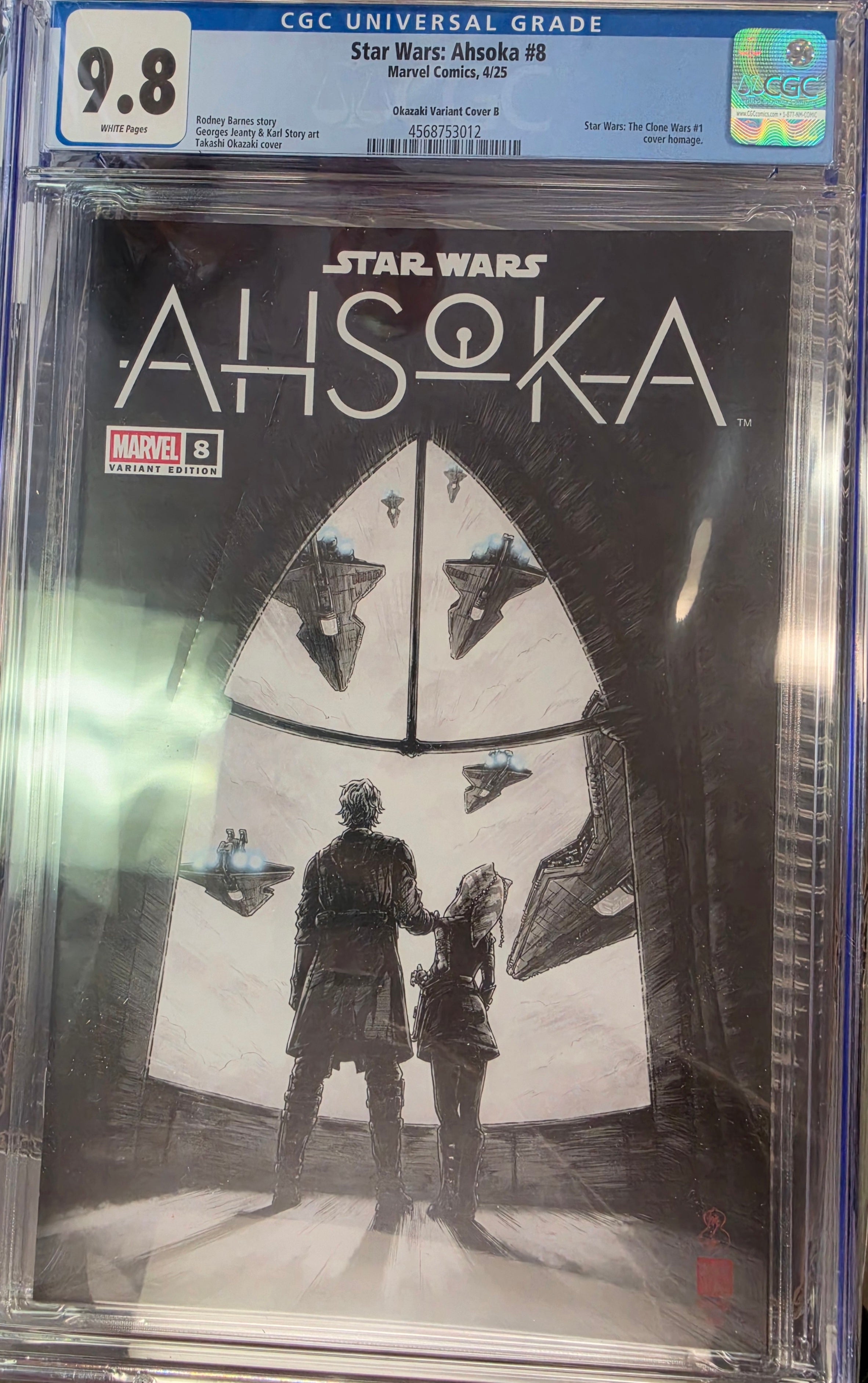 STAR WARS: AHSOKA #8 TAKASHI OKAZAKI LIMITED EDITION EXCLUSIVE VARIANT CVR B TRADE DRESS CGC 9.8 - 02-19-25 (C24)