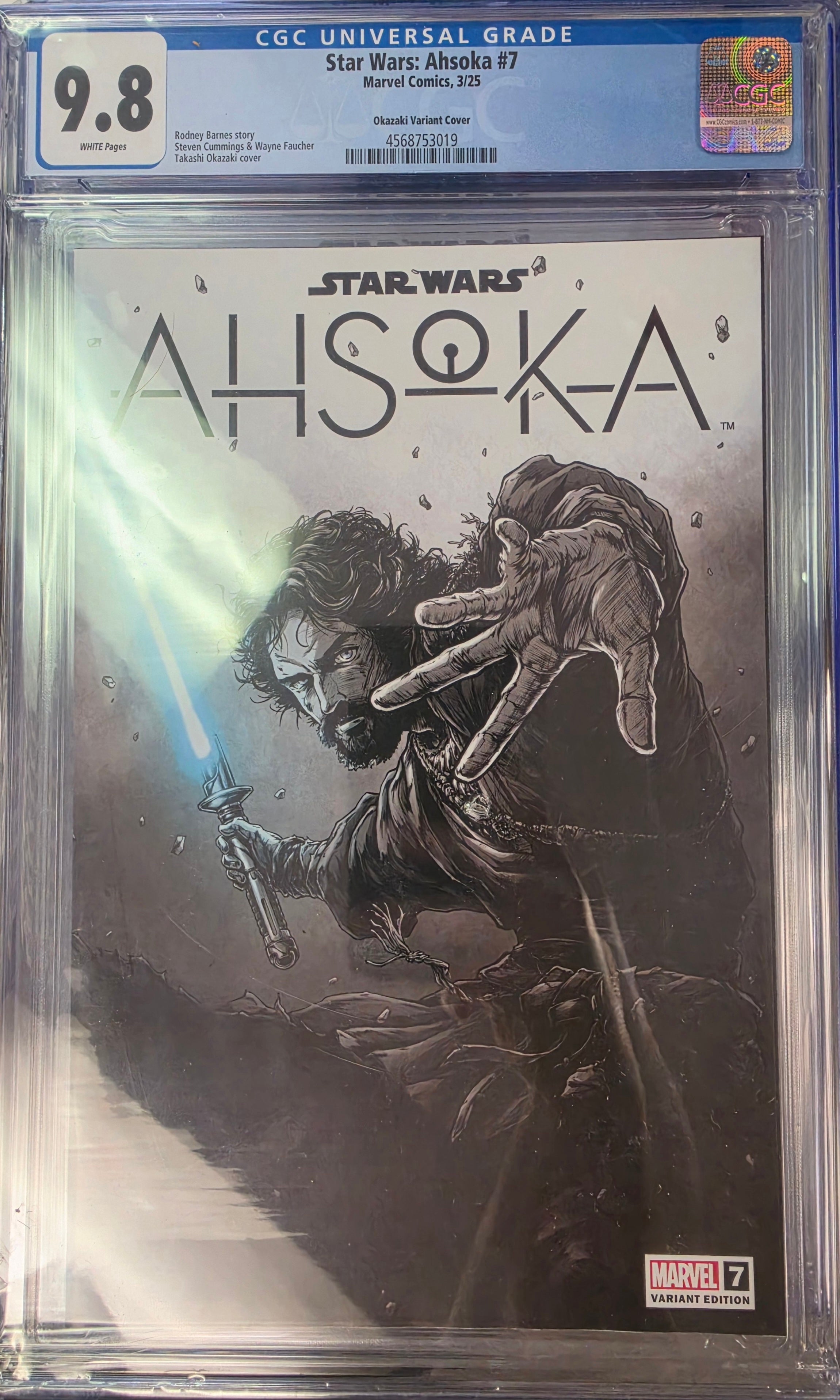 STAR WARS: AHSOKA #7 TAKASHI OKAZAKI LIMITED EDITION EXCLUSIVE VARIANT TRADE DRESS CGC 9.8 - 01-01-25 (C23)