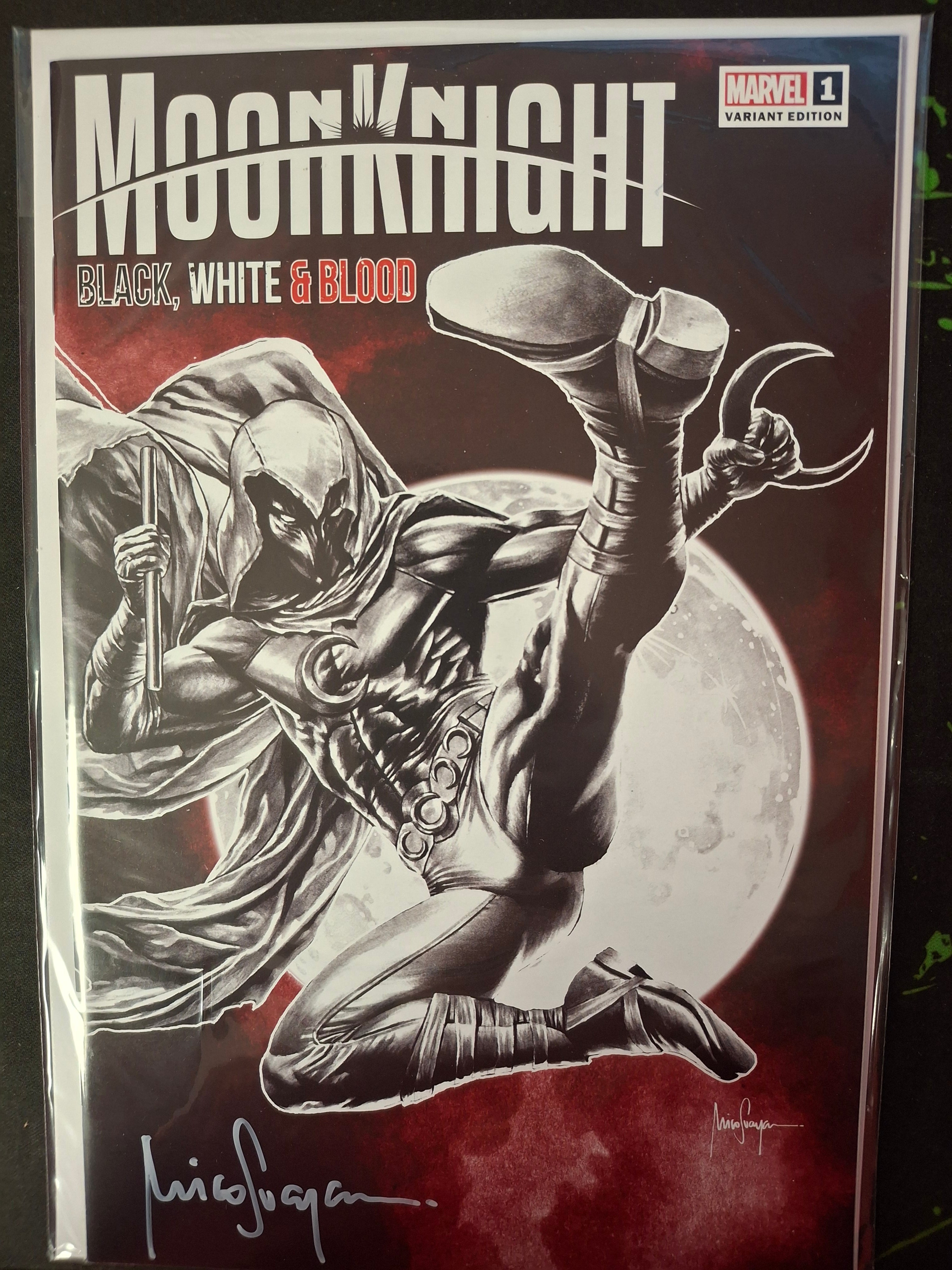 MOON KNIGHT: BLACK, WHITE & BLOOD #1 TRADE DRESS SIGNED BY MICO W/COA (SS5)