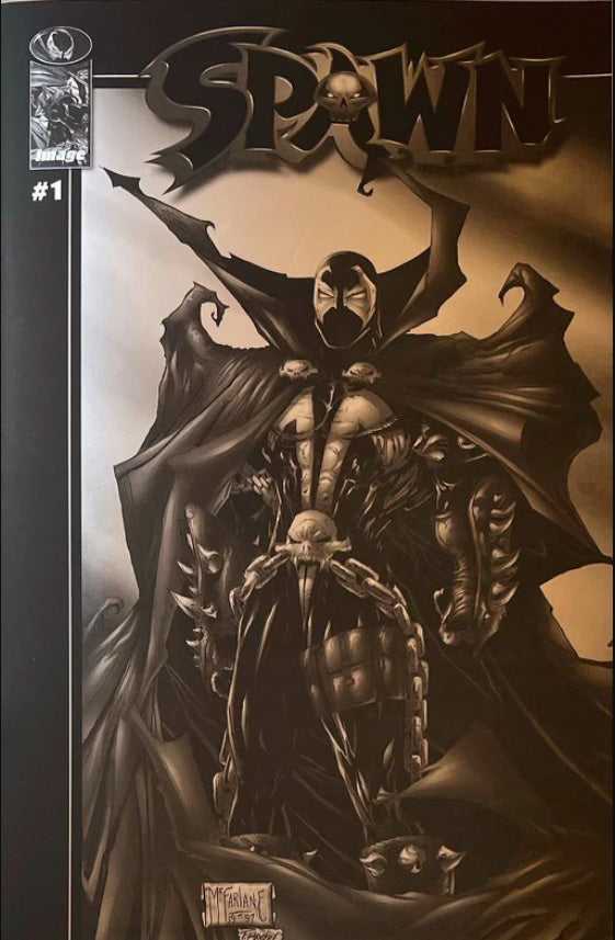 BTC WEB SURPRISE DROP SPAWN #1 TODD MCFARLANE BLACK & WHITE FOIL VARIANT