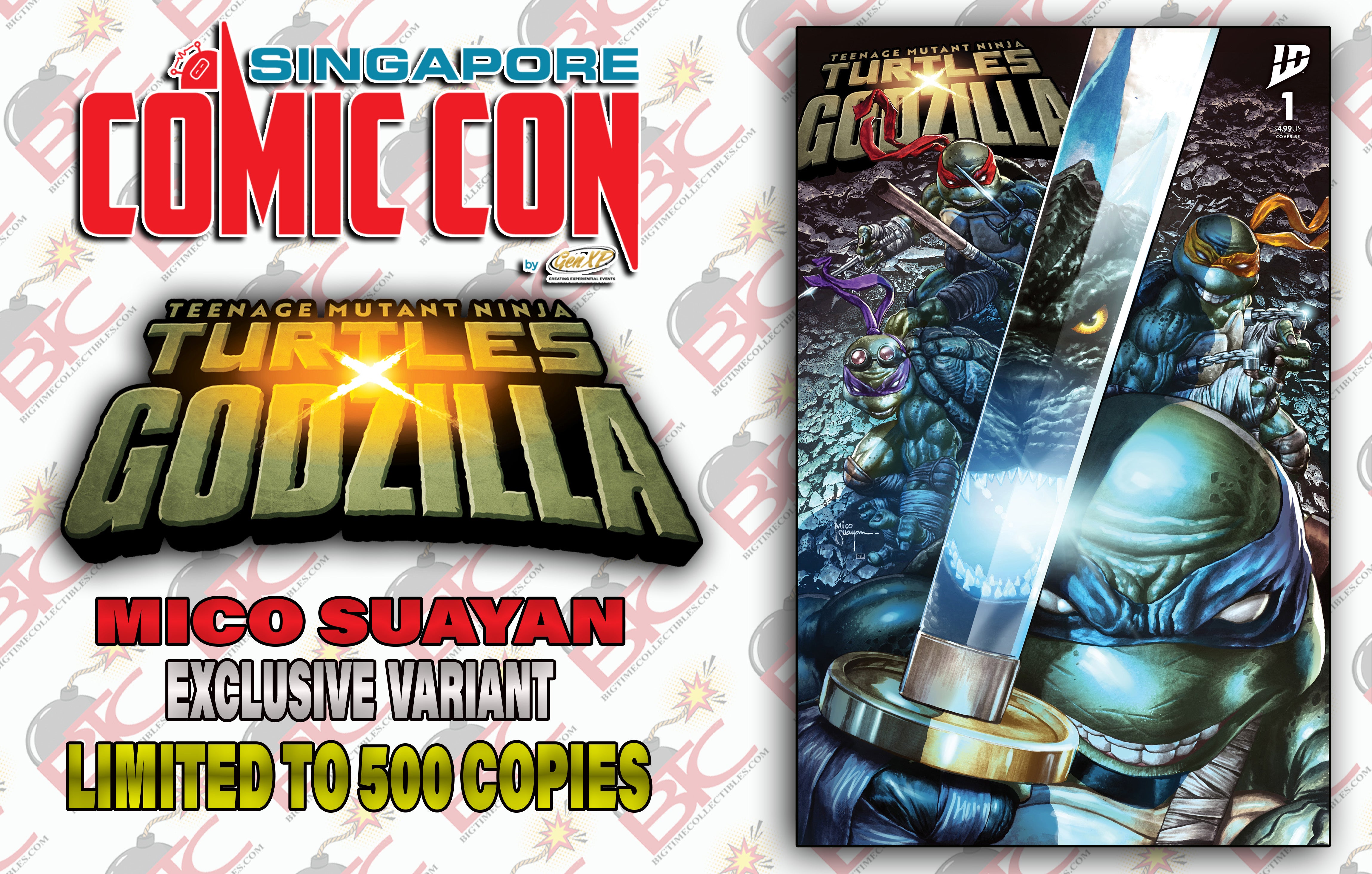 TEENAGE MUTANT NINJA TURTLES X GODZILLA #1 MICO SUAYAN SGCC EXCLUSIVE VARIANT COVER OPTIONS