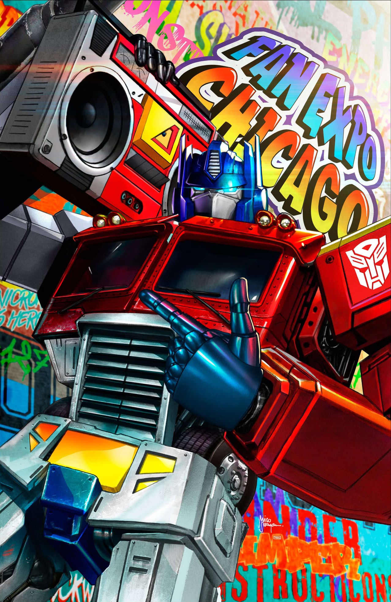 TRANSFORMERS #21 MICO SUAYAN FANEXPO CHICAGO HIP-HOP FOIL EDITION.
