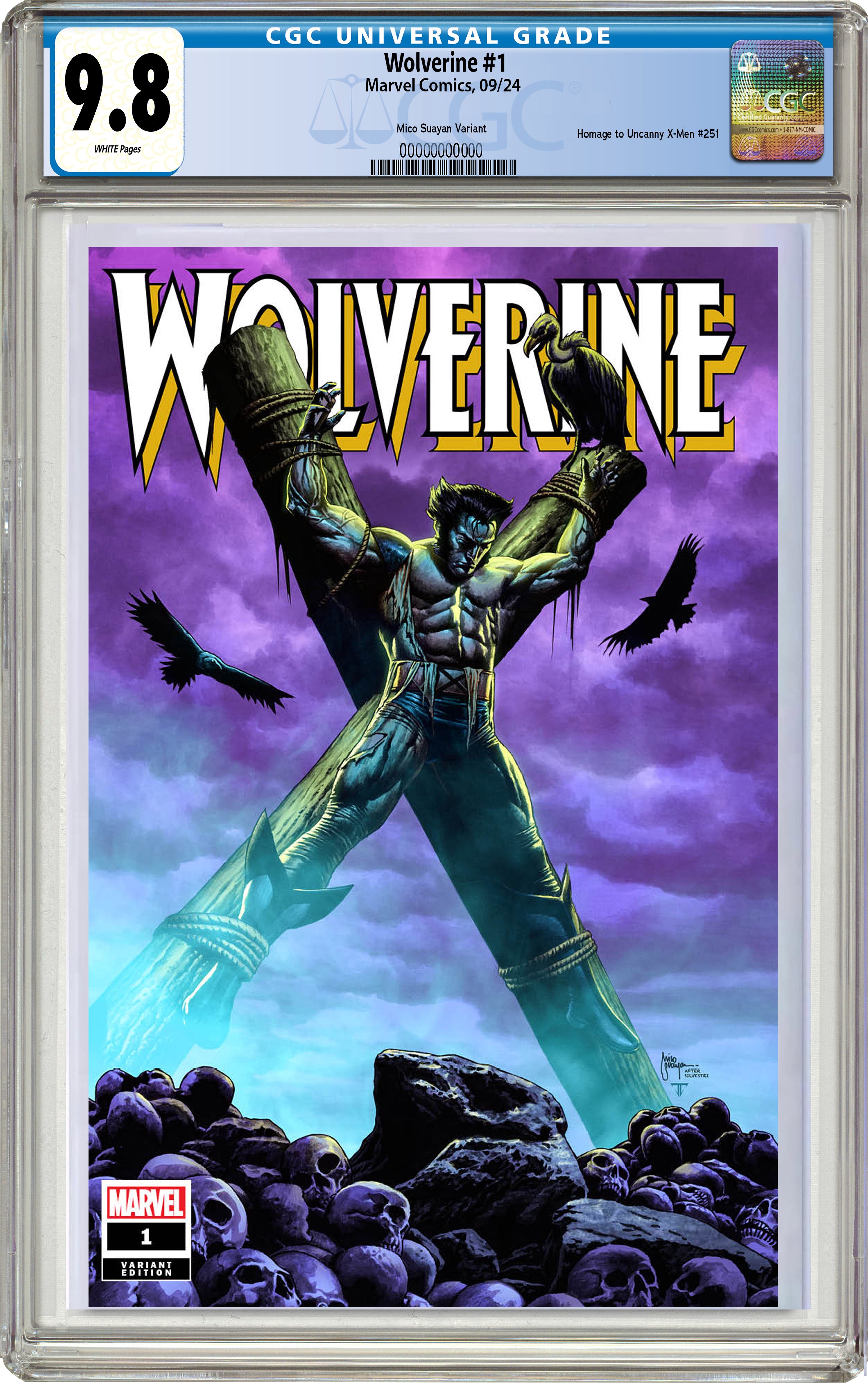 Wolverine #1 Suayan Variant Cover C Unknown Comics CGC 9.8 popular White Pages