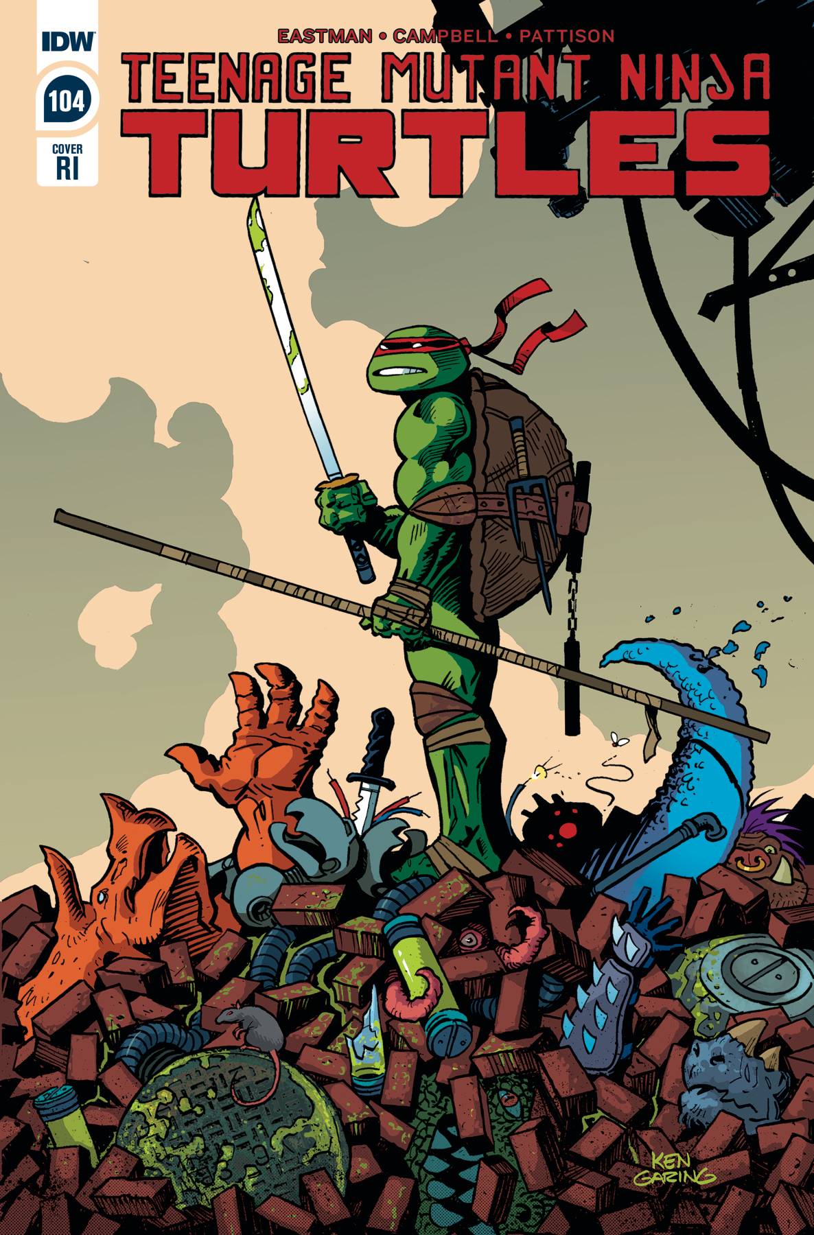 TMNT ONGOING #104 KEN GARING 1:10 VARIANT FIRST OF LAST RONIN (I35)