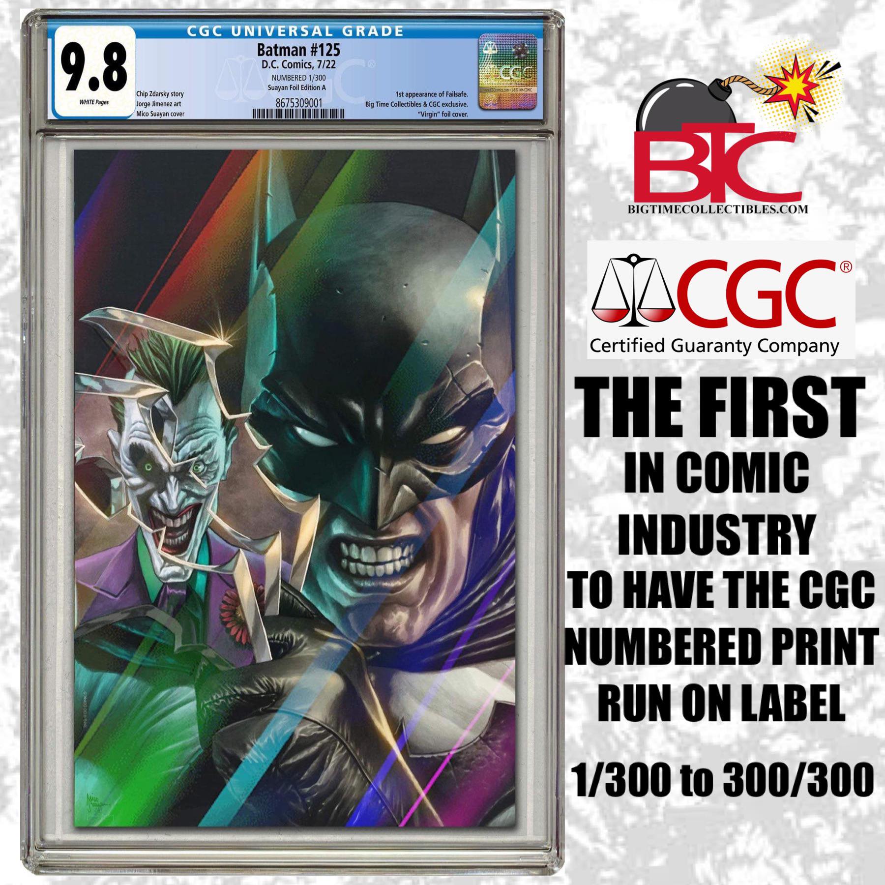 BATMAN #125 MICO SUAYAN CGC EXCLUSIVE FOIL VARIANT COVERS CGC 9.8 LIMITED TO 300 COPIES