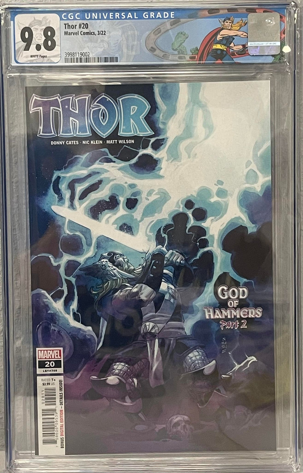 THOR #20 1ST OF GOD HAMMER CGC 9.8 W/RETIRED THOR CUSTOM LABEL (INSTOC