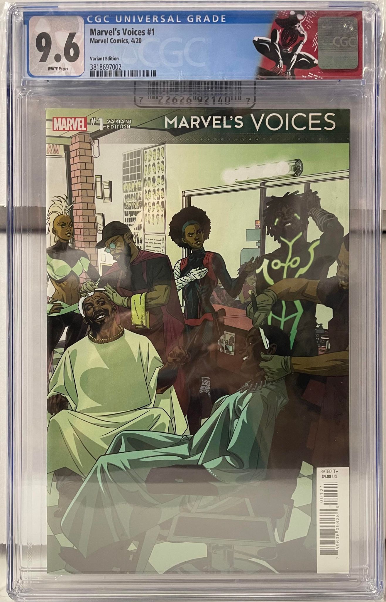 MARVEL VOICES #1 VARIANT EDITION CGC 9.6 W/RETIRED MILES MORALES CUSTOM LABEL, 1ST APPEARANCE OF GODDESS SPIDER