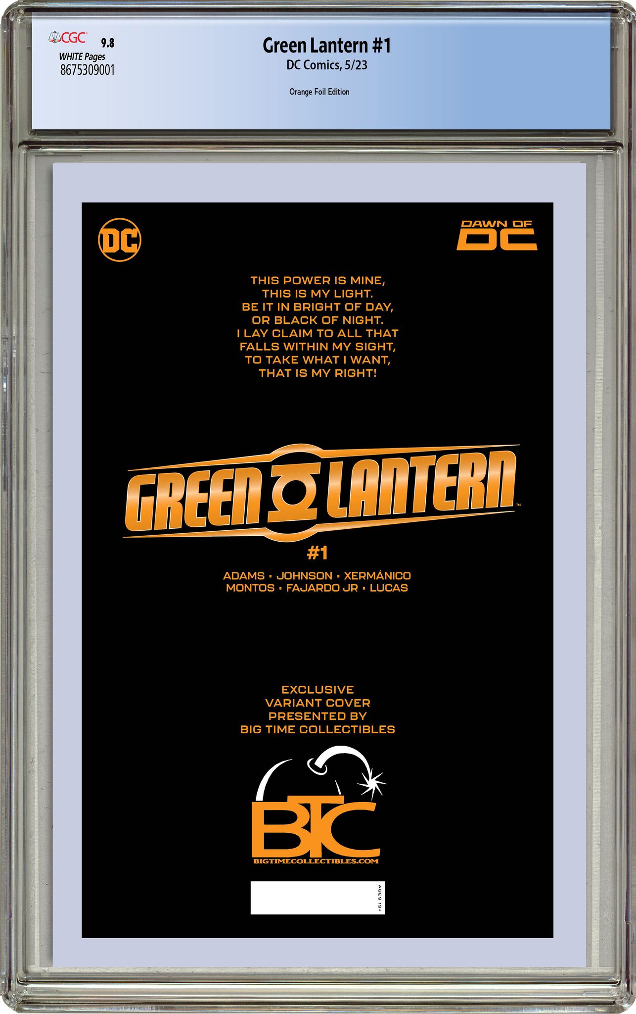 リンカーン　Vol.1〜11 GREEN LANTERN #1 ORANGE LANTERN FOIL EDITION RAW & GRADED OPTIONS - 5/