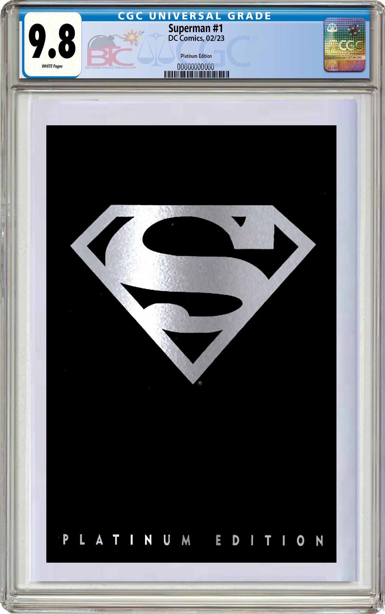 SUPERMAN #1 PLATINUM EXCLUSIVE FOIL VARIANT CGC 9.8