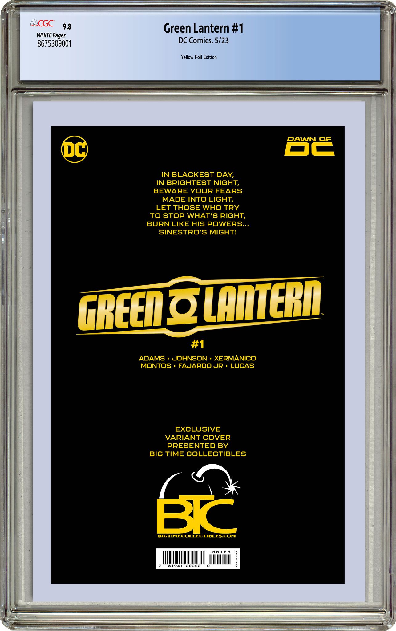 GREEN LANTERN #1 YELLOW LANTERN FOIL EDITION RAW & GRADED OPTIONS - 5/9/2023