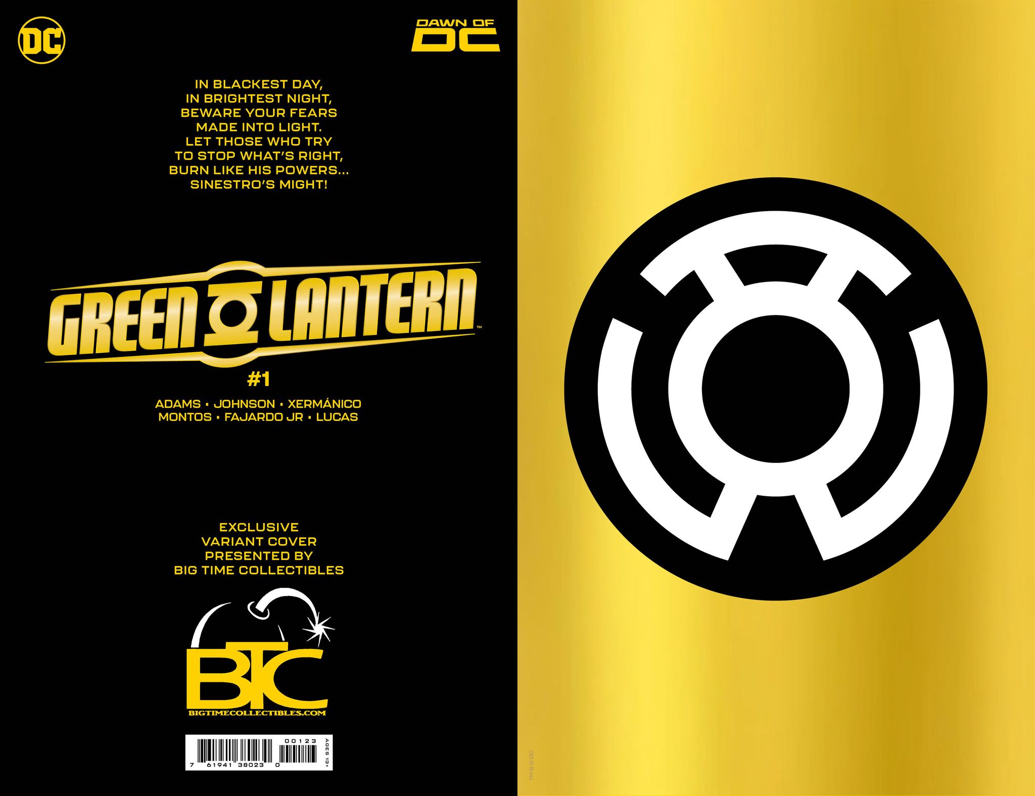 Green Lantern, Yellow store Lantern, Grey Lantern, and blue Lantern Flash