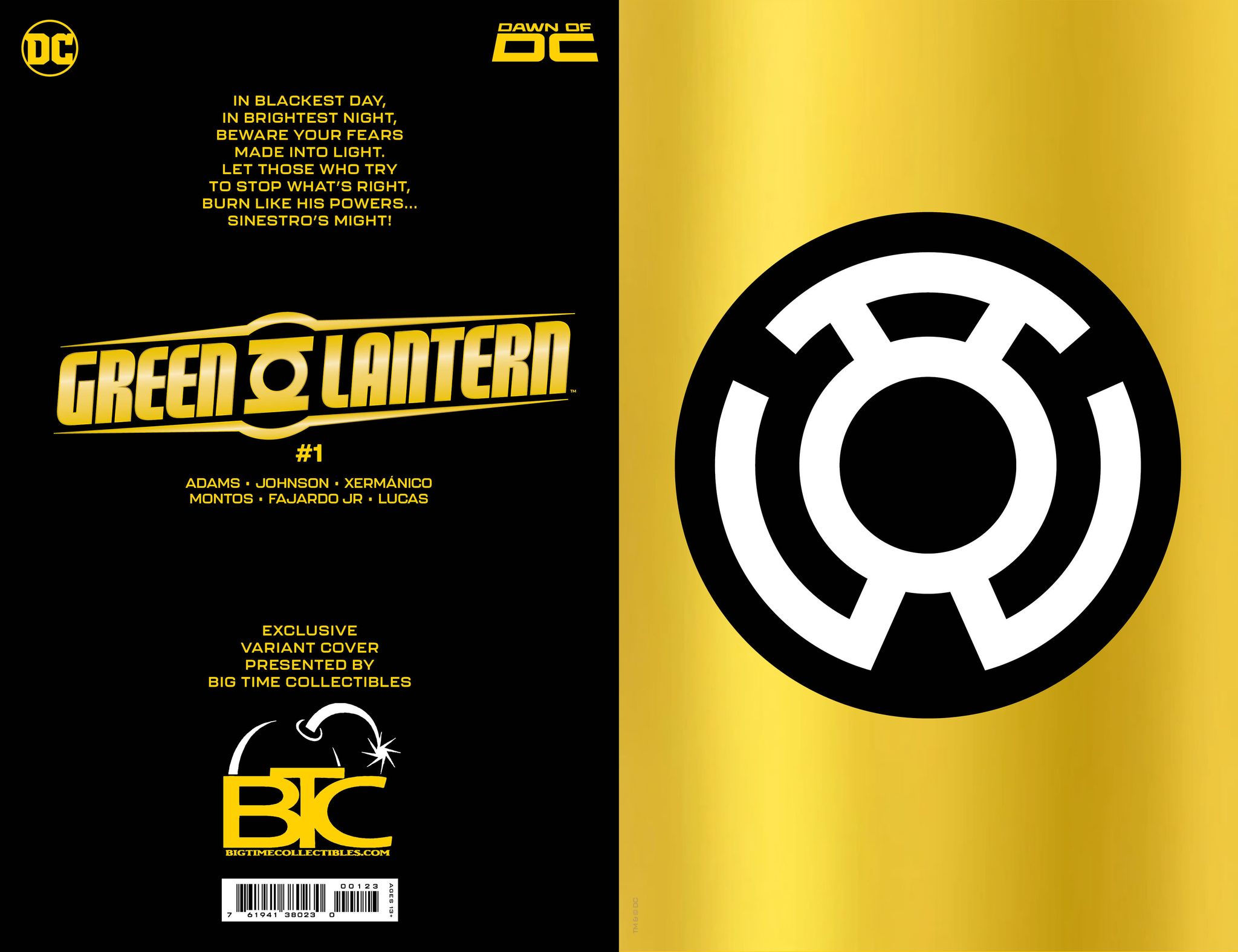 GREEN LANTERN #1 BTC 9-PACK COLOR SPECTRUM BUNDLE RAW FOIL EDITION WITH FREE SET OF POWER RINGS - 5/9/2023