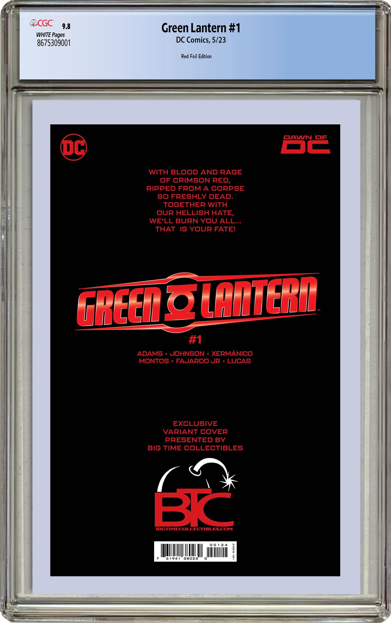 GREEN LANTERN #1 RED LANTERN FOIL EDITION RAW & GRADED OPTIONS - 5/9/2023