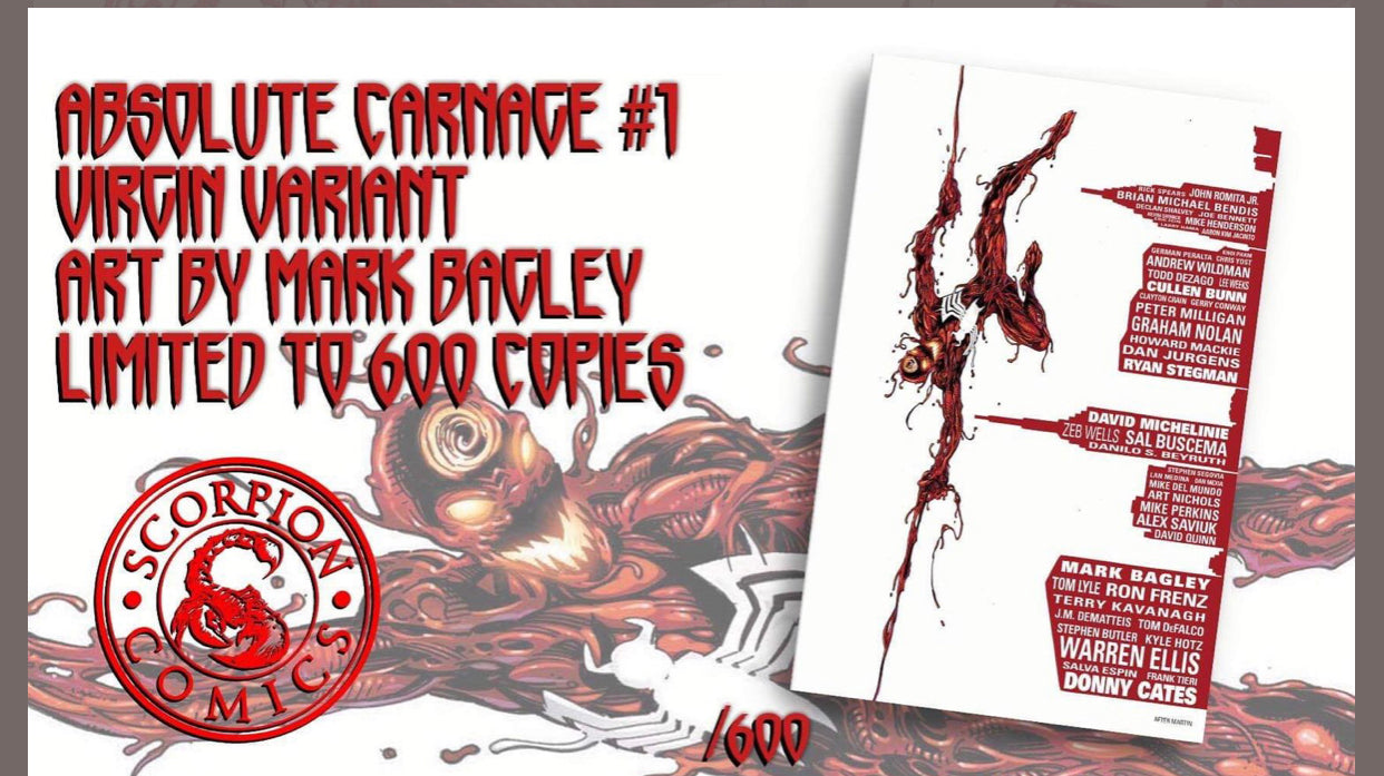 ABSOLUTE CARNAGE #1 MARK BAGLEY SKYLINE EXCLUSIVE TRADE DRESS & VIRGIN OPTIONS