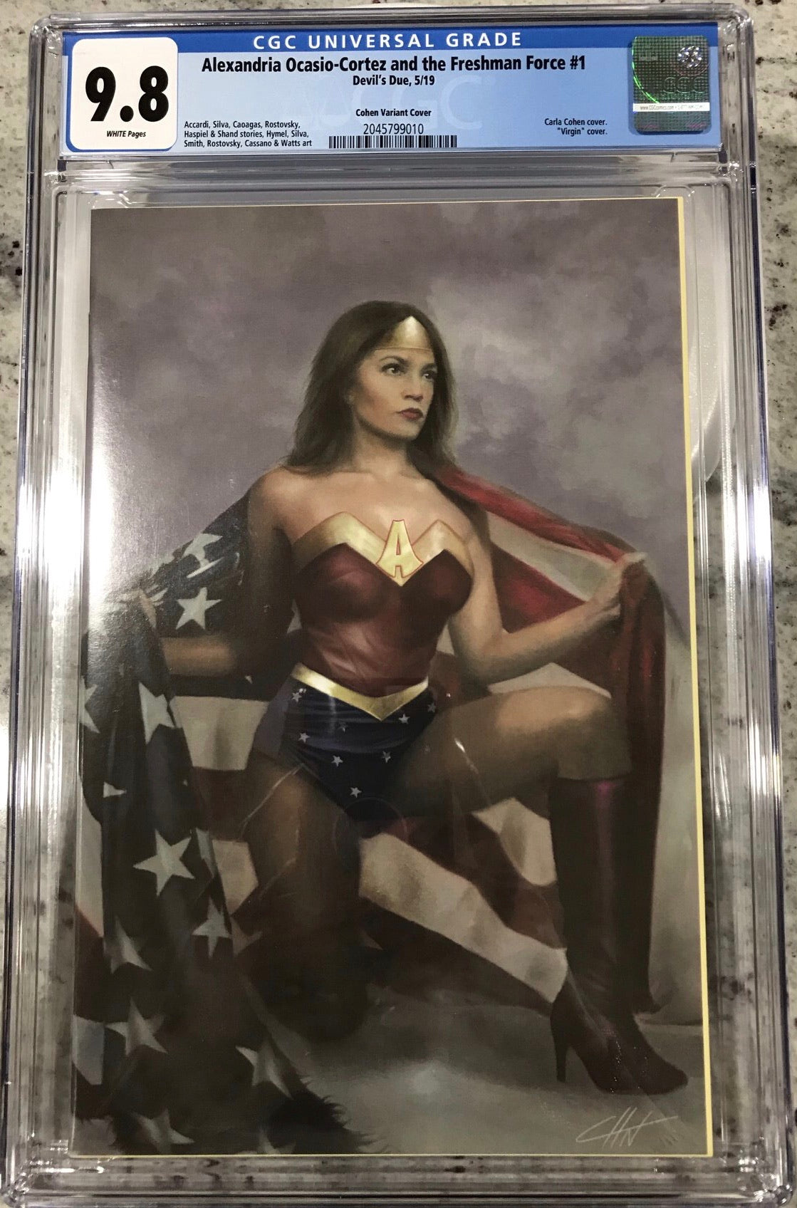 AOC ALEXANDRIA OCASIO CORTEZ AND THE FRESHMAN FORCE #1 CARLA COHEN EXCLUSIVE VIRGIN VARIANT CGC 9.8 (INSTOCK) C15